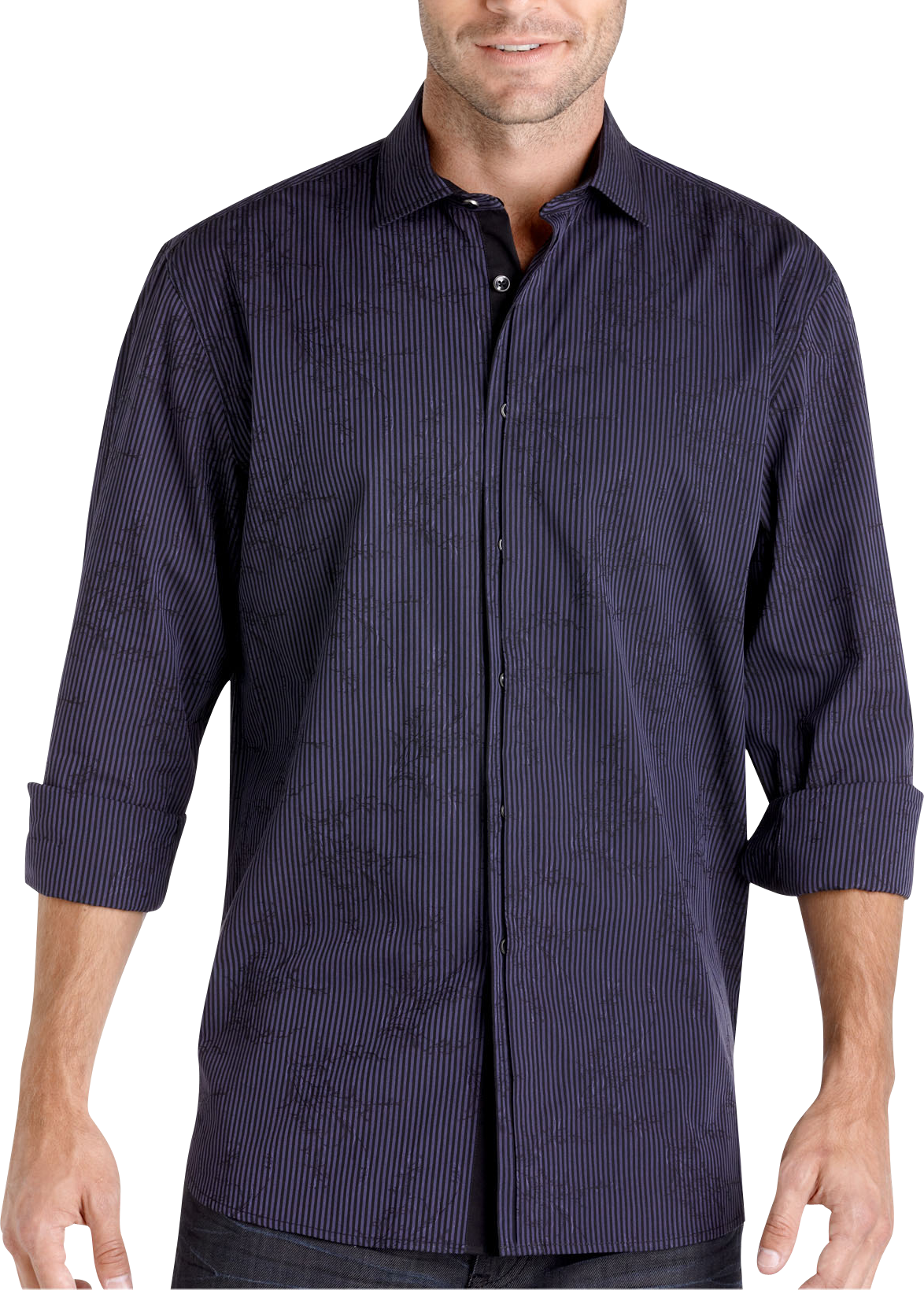 Pronto Blue Woven Shirt, Navy Stripe