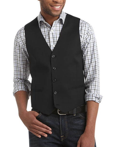 Egara Black Slim Fit Tailored Suit Separates Vest - Men's Suit