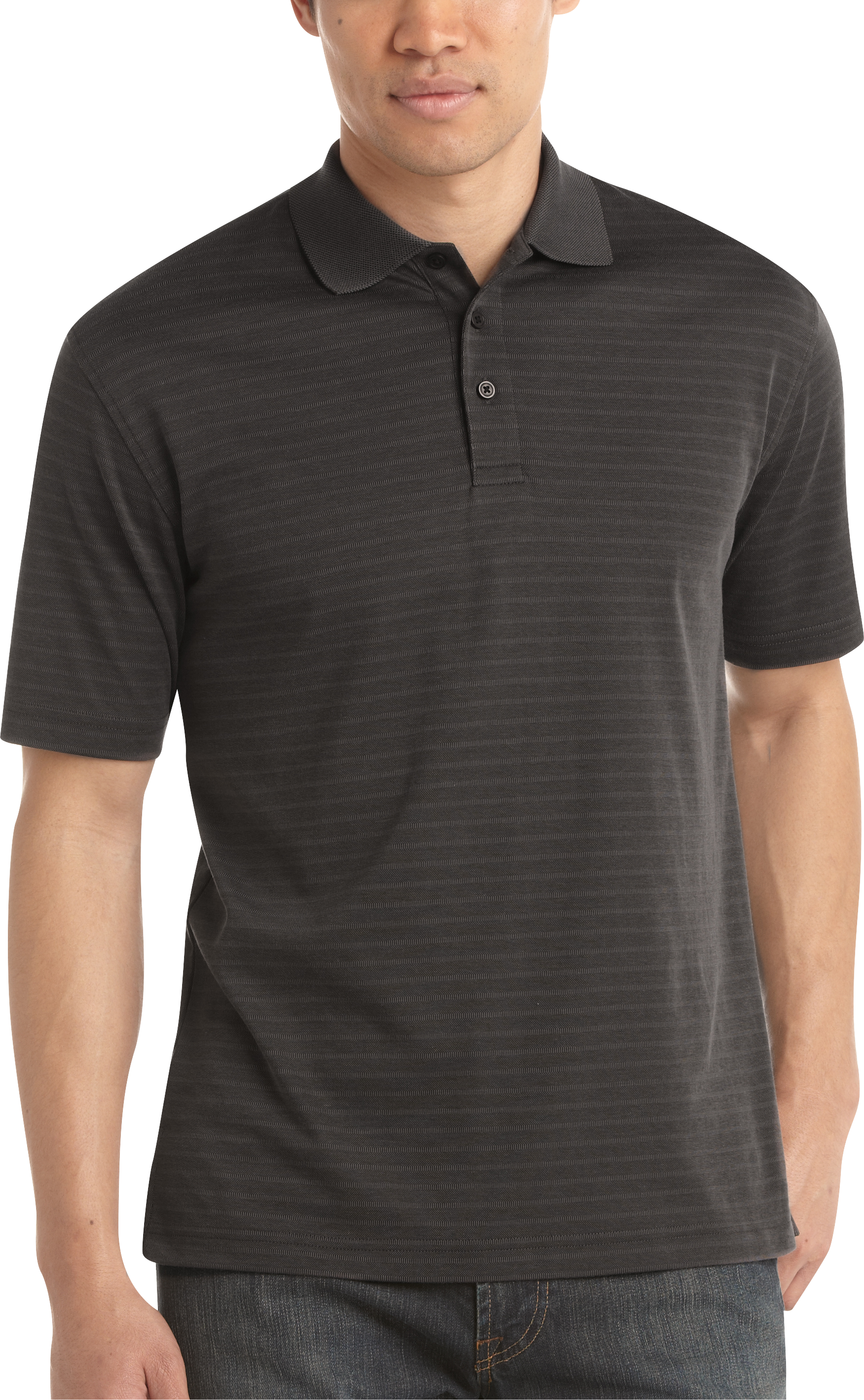 Joseph & Feiss Charcoal Stripe Modern Fit Polo Shirt