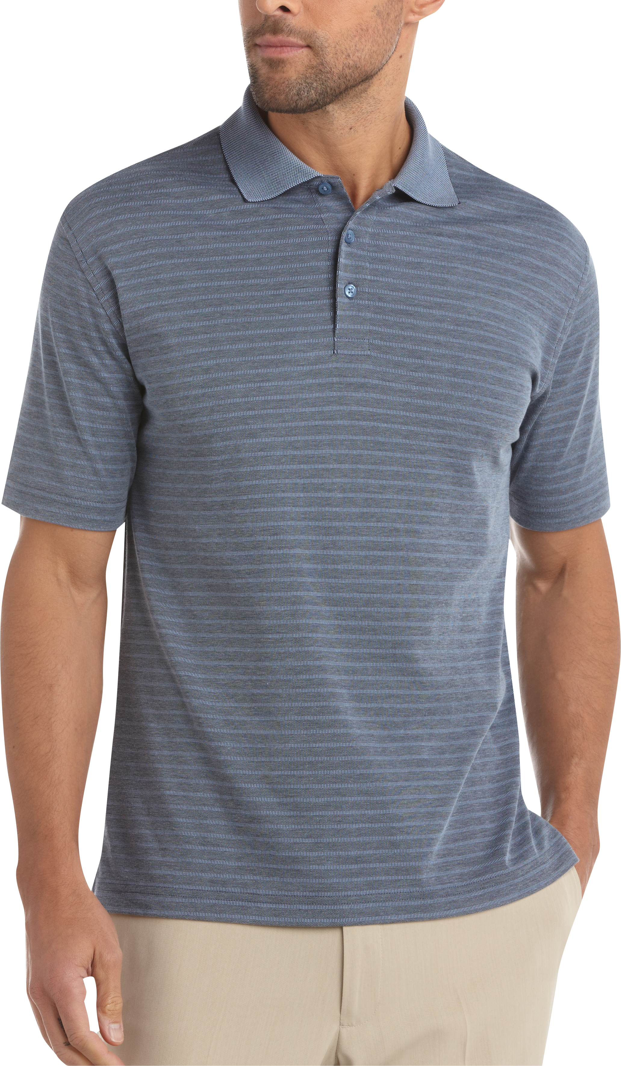 Joseph & Feiss Gray and Blue Stripe Modern Fit Polo Shirt