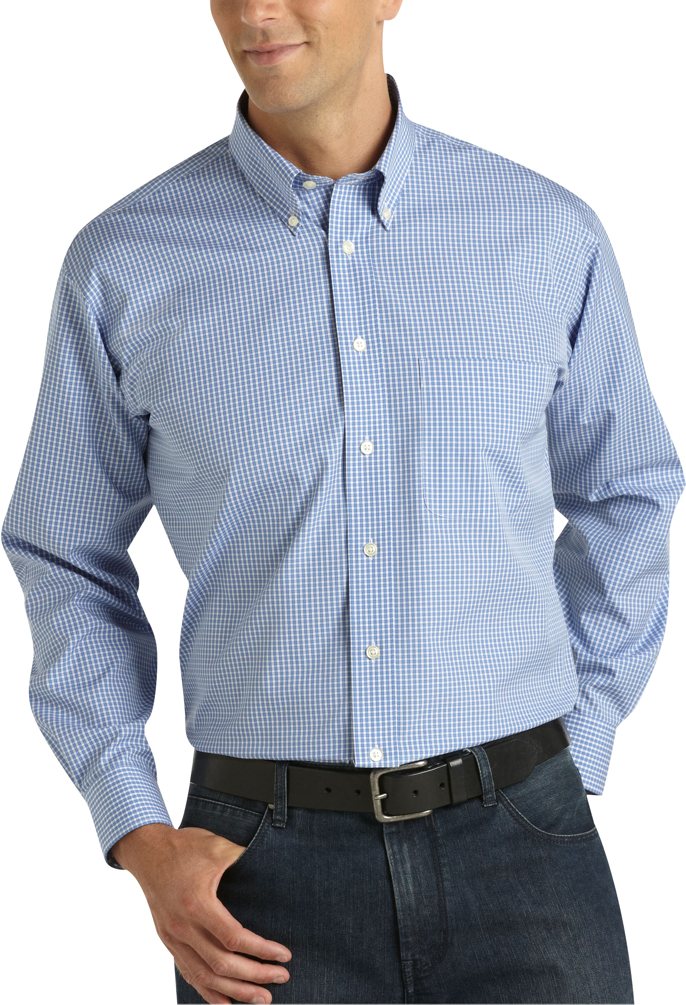 Joseph & Feiss Blue Check Button-Down Collar Sport Shirt