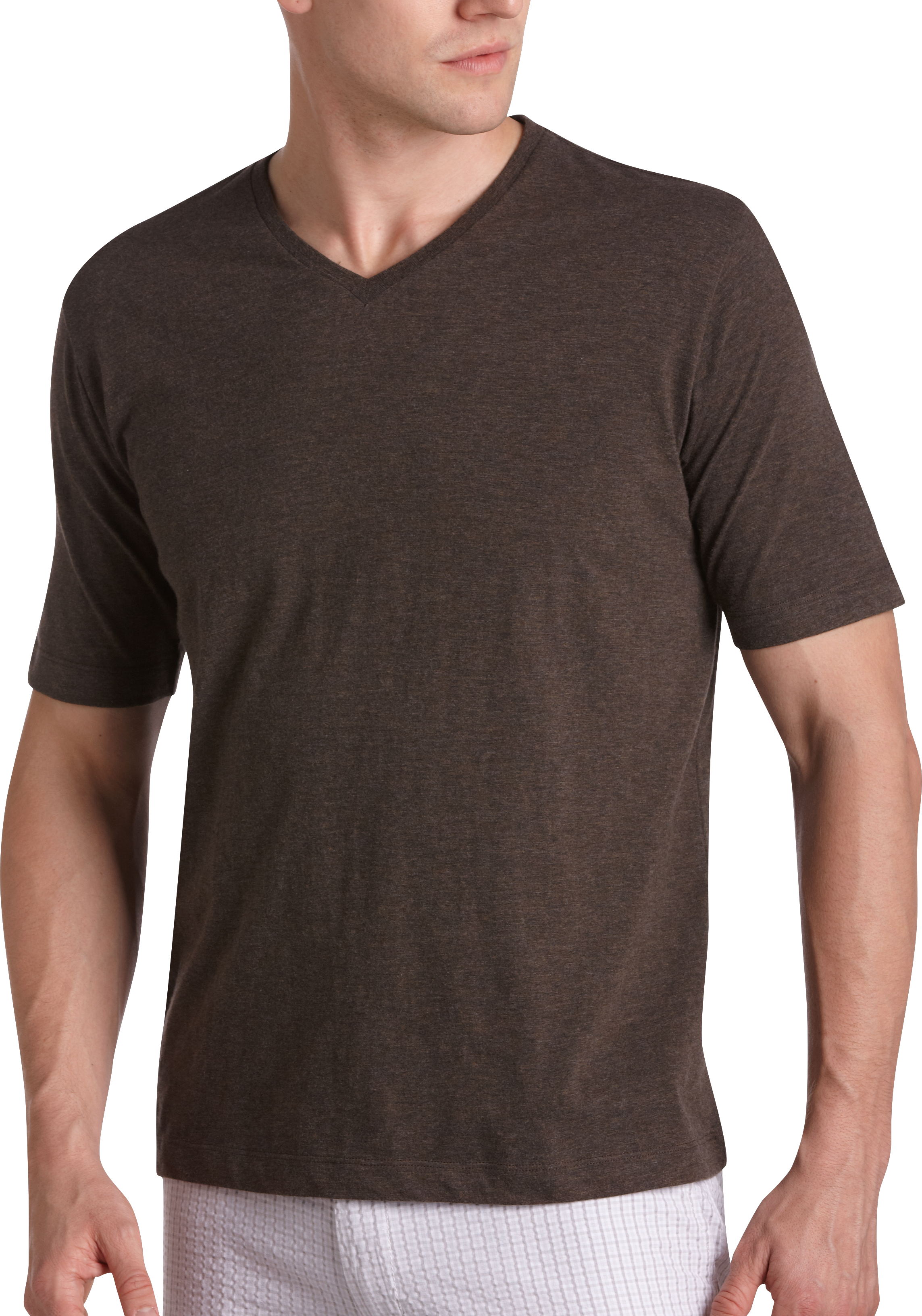 Pronto Blue V-Neck Modern Fit T-Shirt, Chocolate