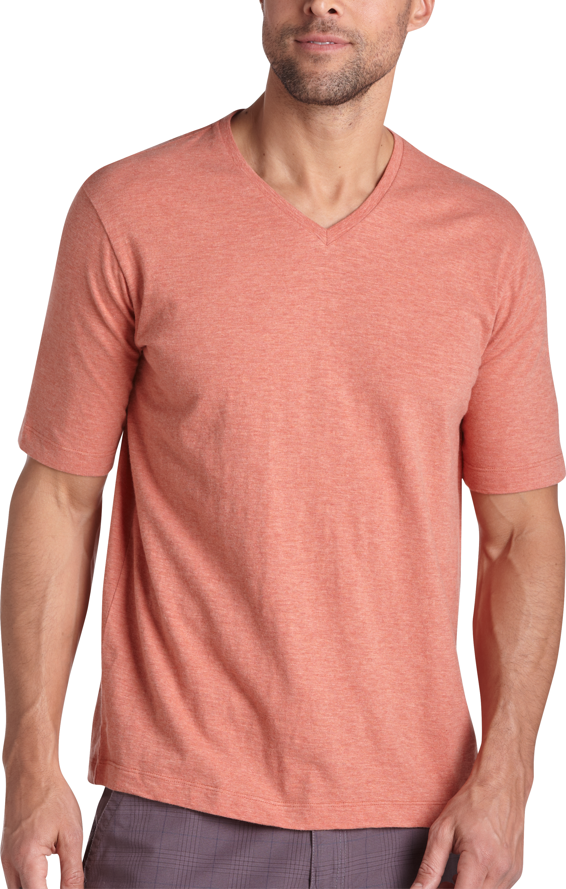 Pronto Blue V-Neck Modern Fit T-Shirt, Orange