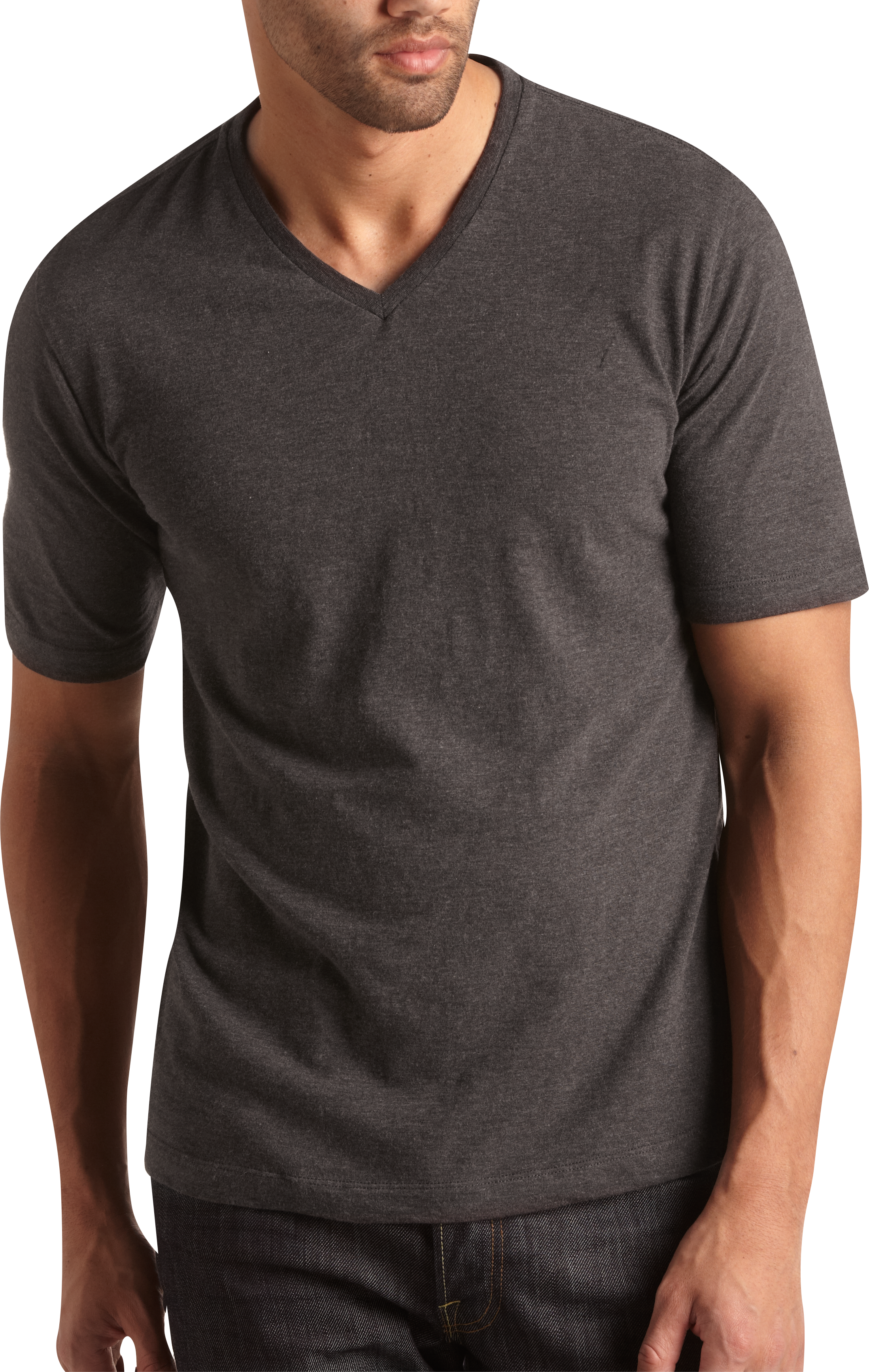 Pronto Blue V-Neck Modern Fit T-Shirt, Charcoal