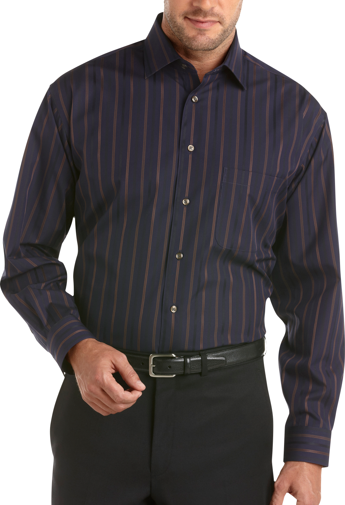 Pronto Uomo Brown Stripe Sport Shirt