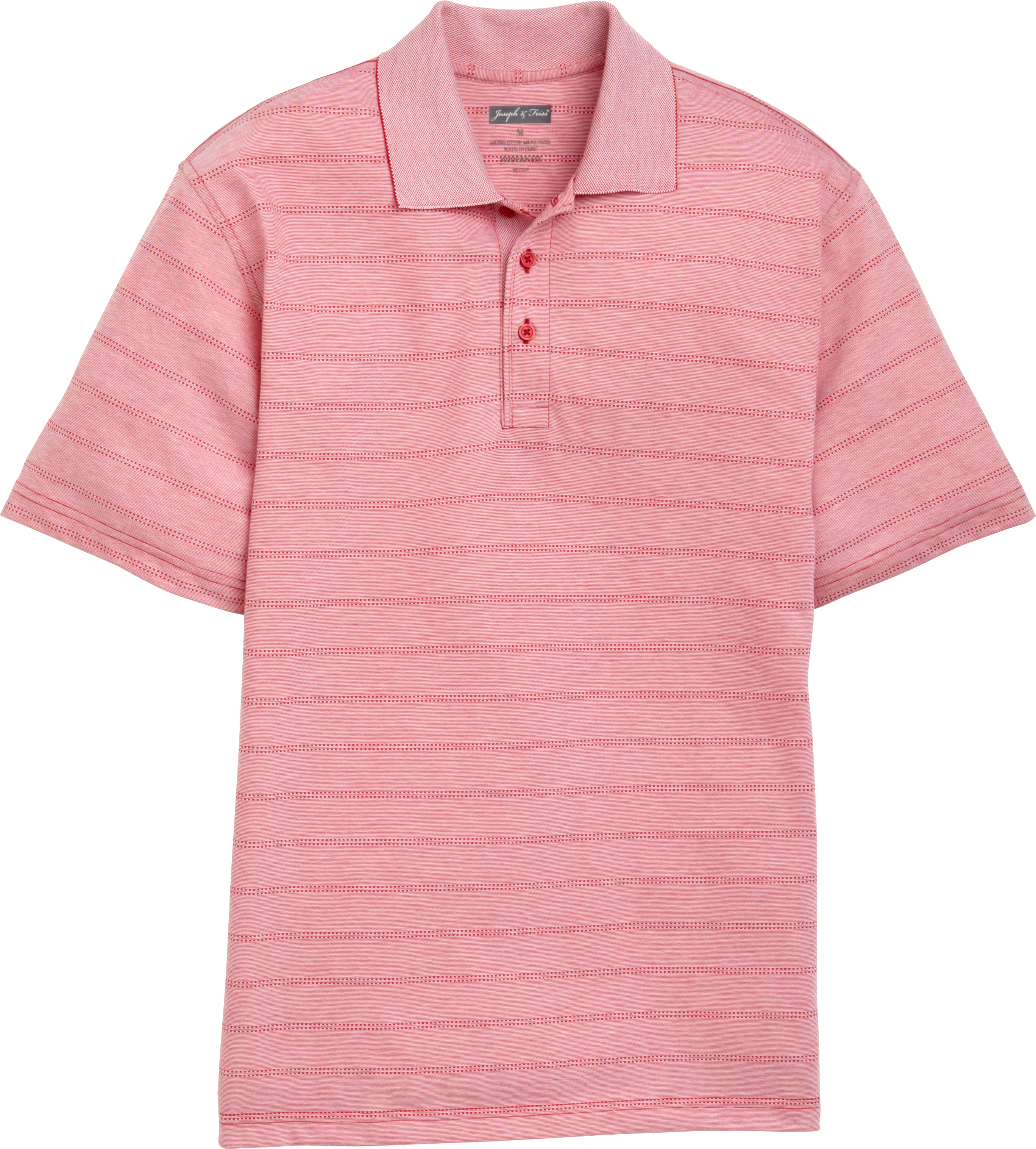 Joseph & Feiss Red Dotted Stripe Modern Fit Polo Shirt