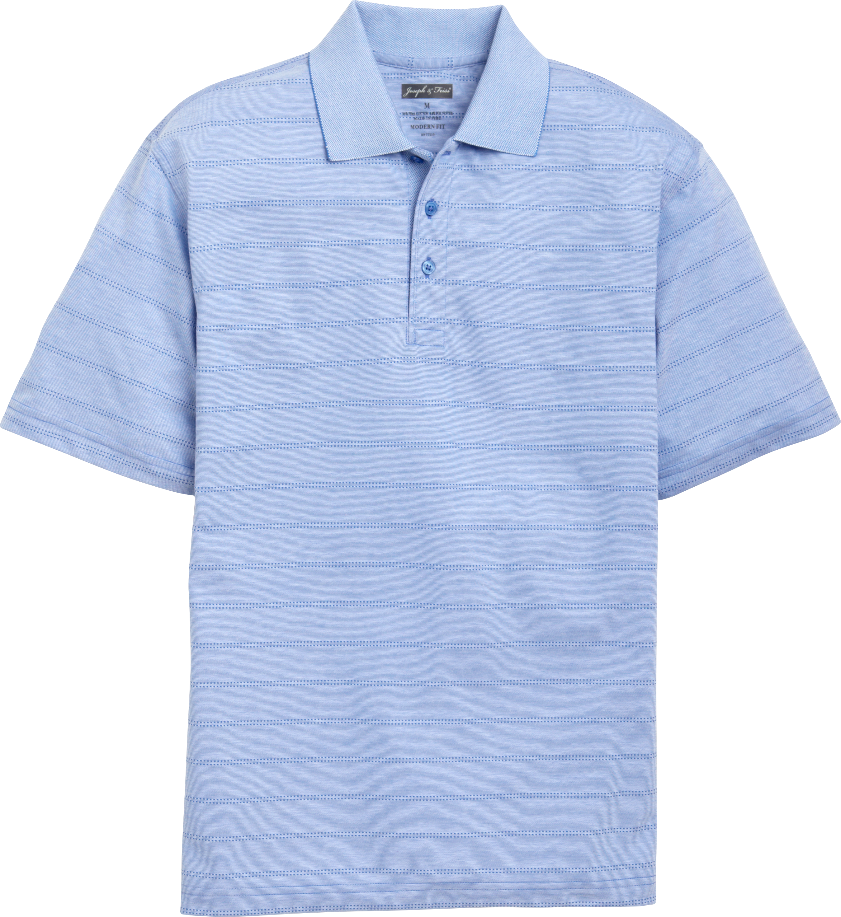 Joseph & Feiss Blue Dotted Stripe Modern Fit Polo Shirt