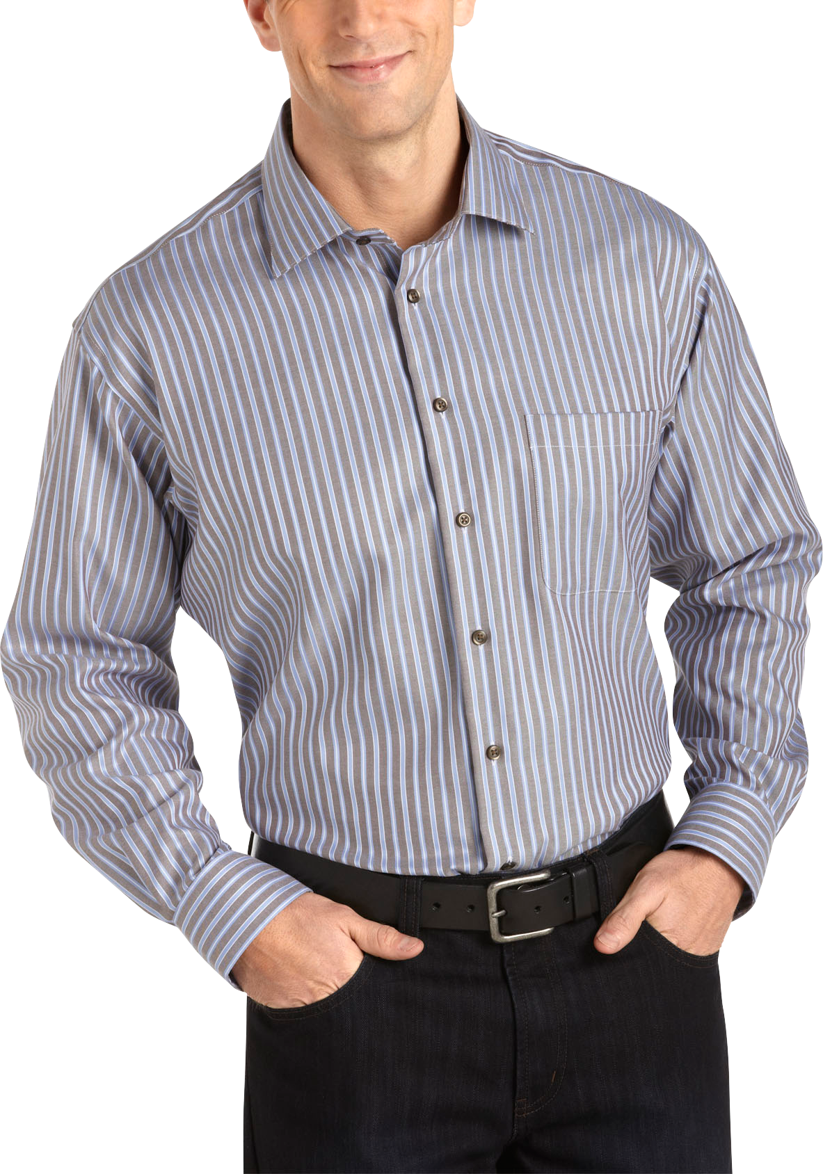 Pronto Uomo Brown Stripe Woven Shirt