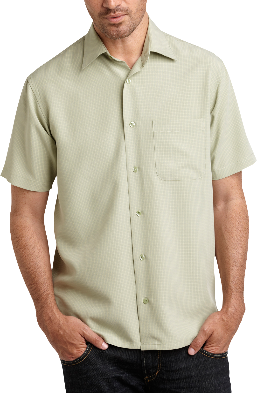 Pronto Uomo Green Check Camp Collar Shirt