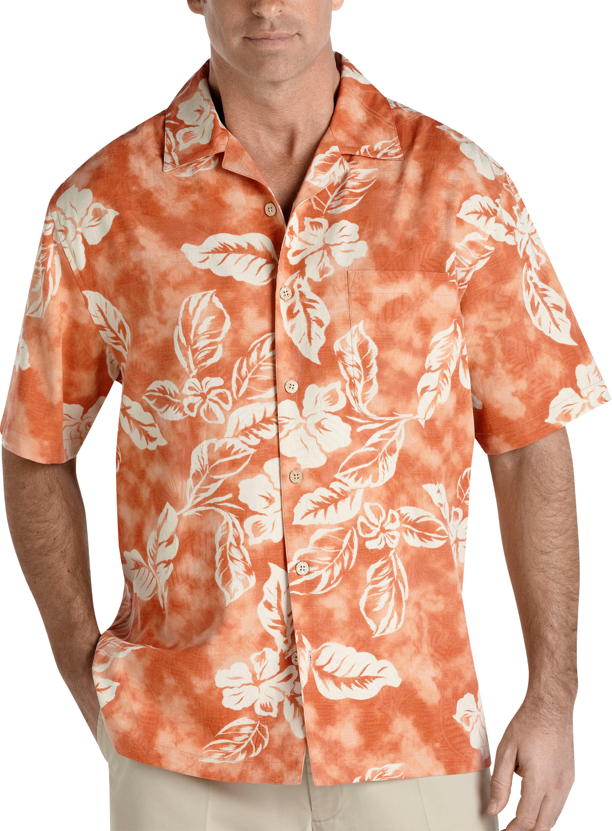 Joseph & Feiss Resort Orange Camp Collar Shirt