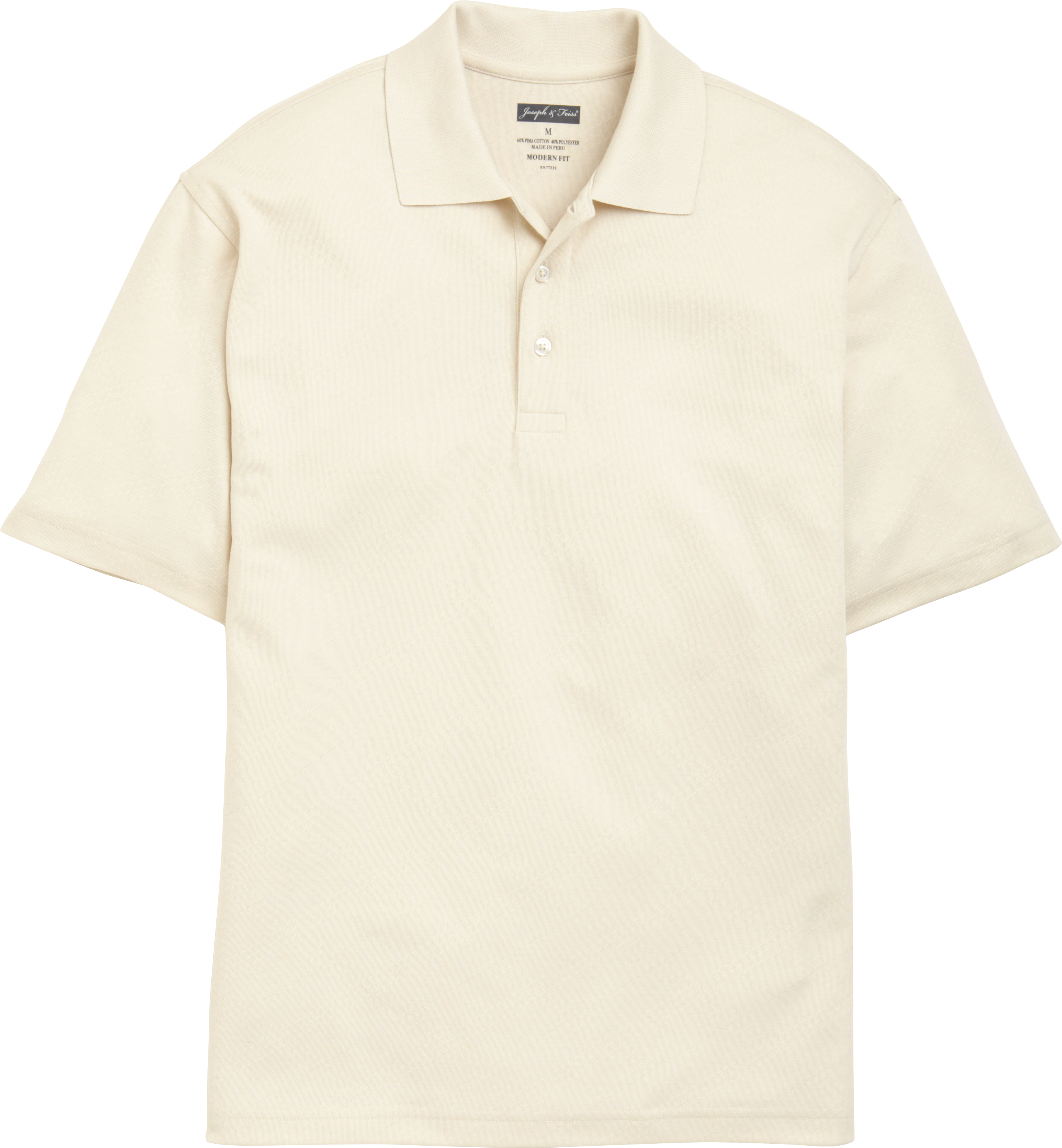 Joseph & Feiss Cream Plaid Modern Fit Polo Shirt