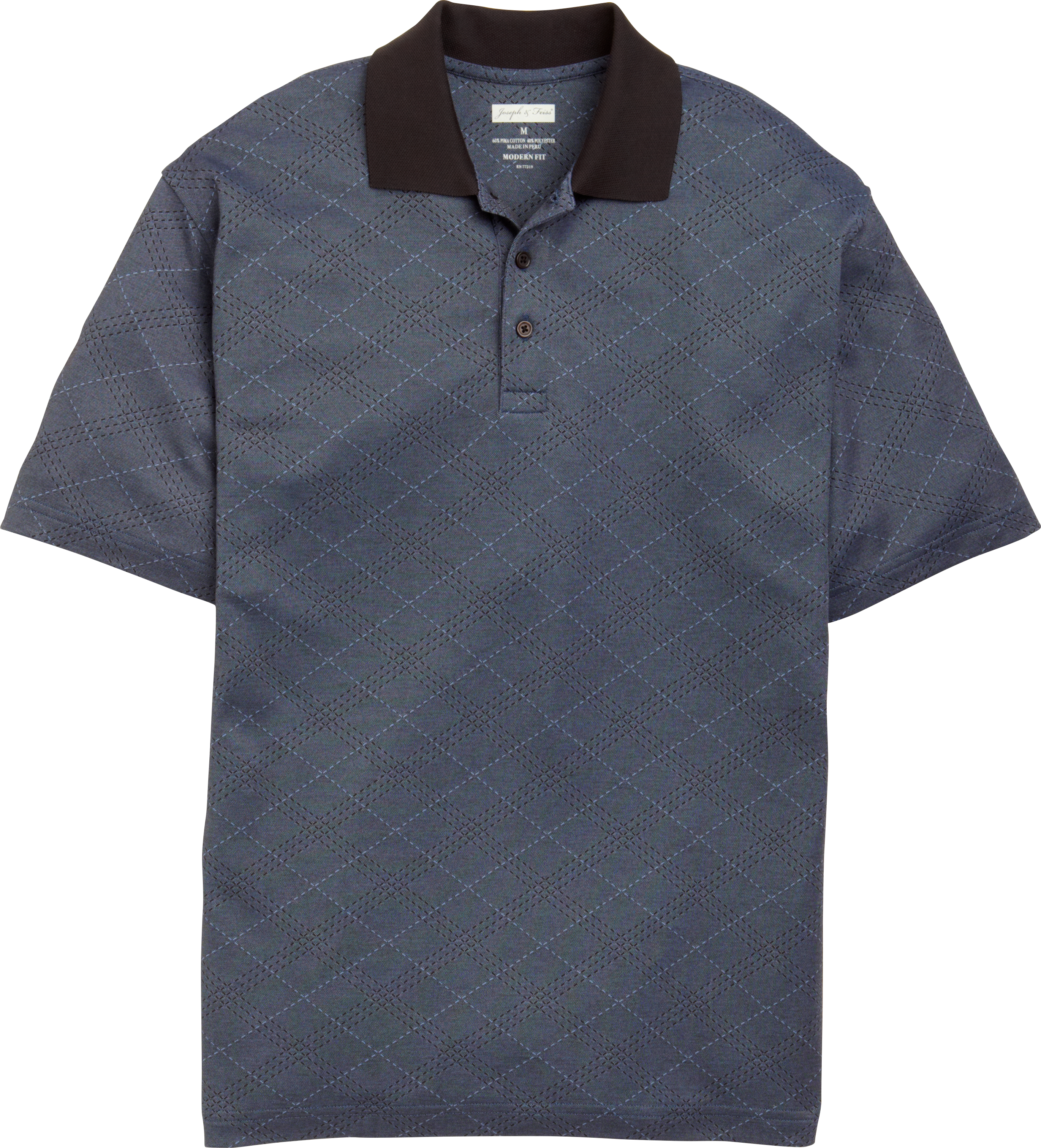 Joseph & Feiss Blue Plaid Modern Fit Polo Shirt