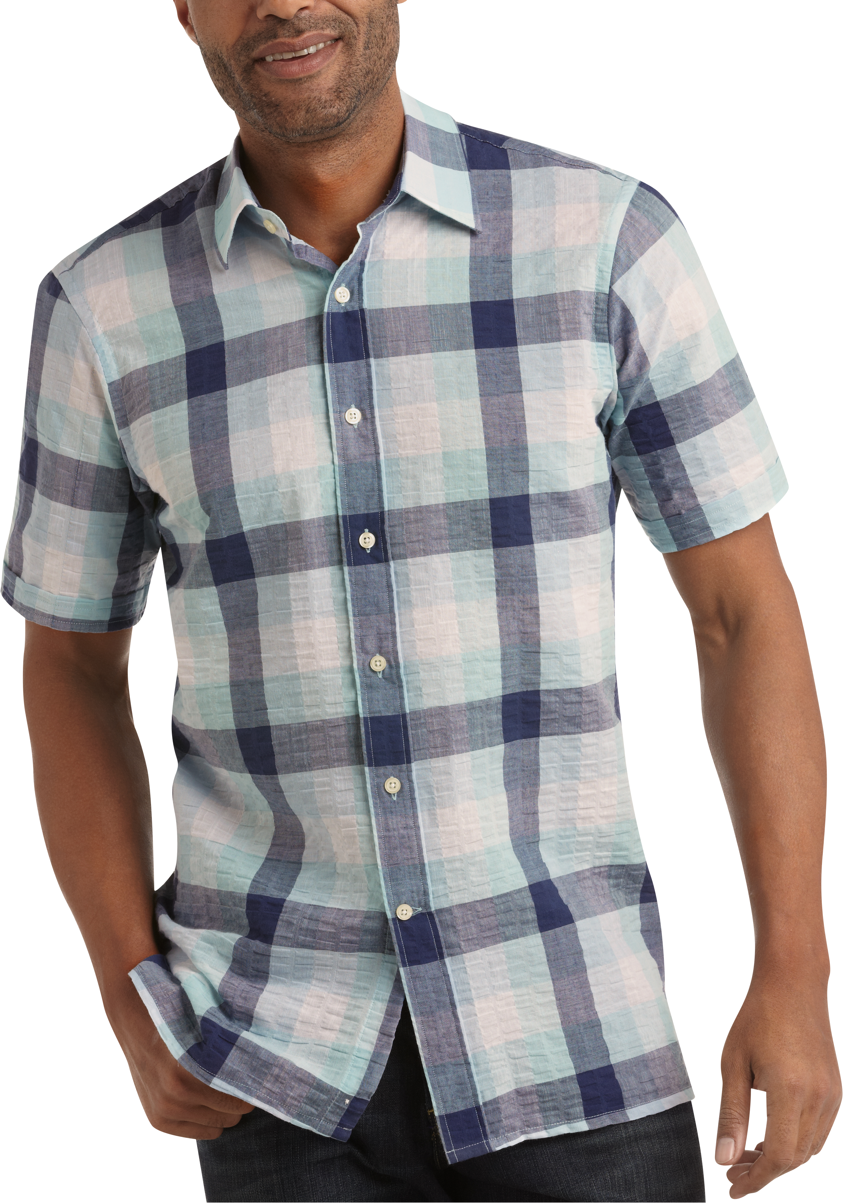 Pronto Blue Camp Shirt, Sky Blue Check