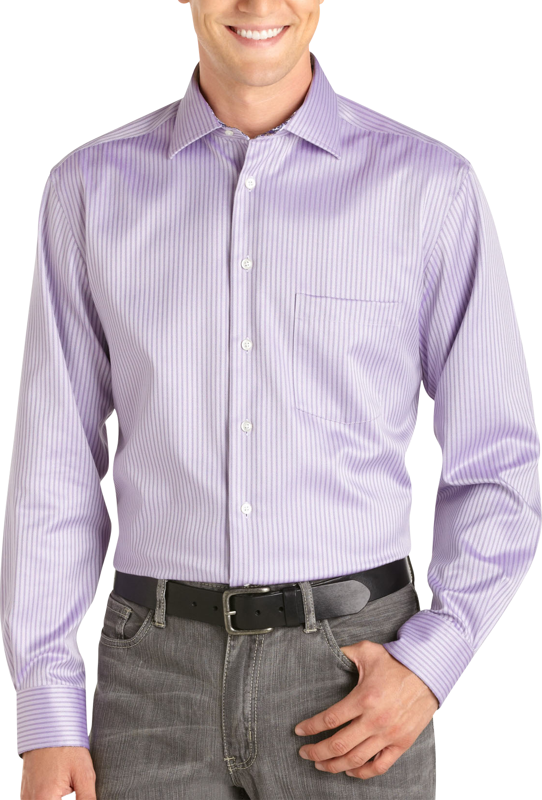 Egara Lavender Stripe Woven French Cuff Shirt