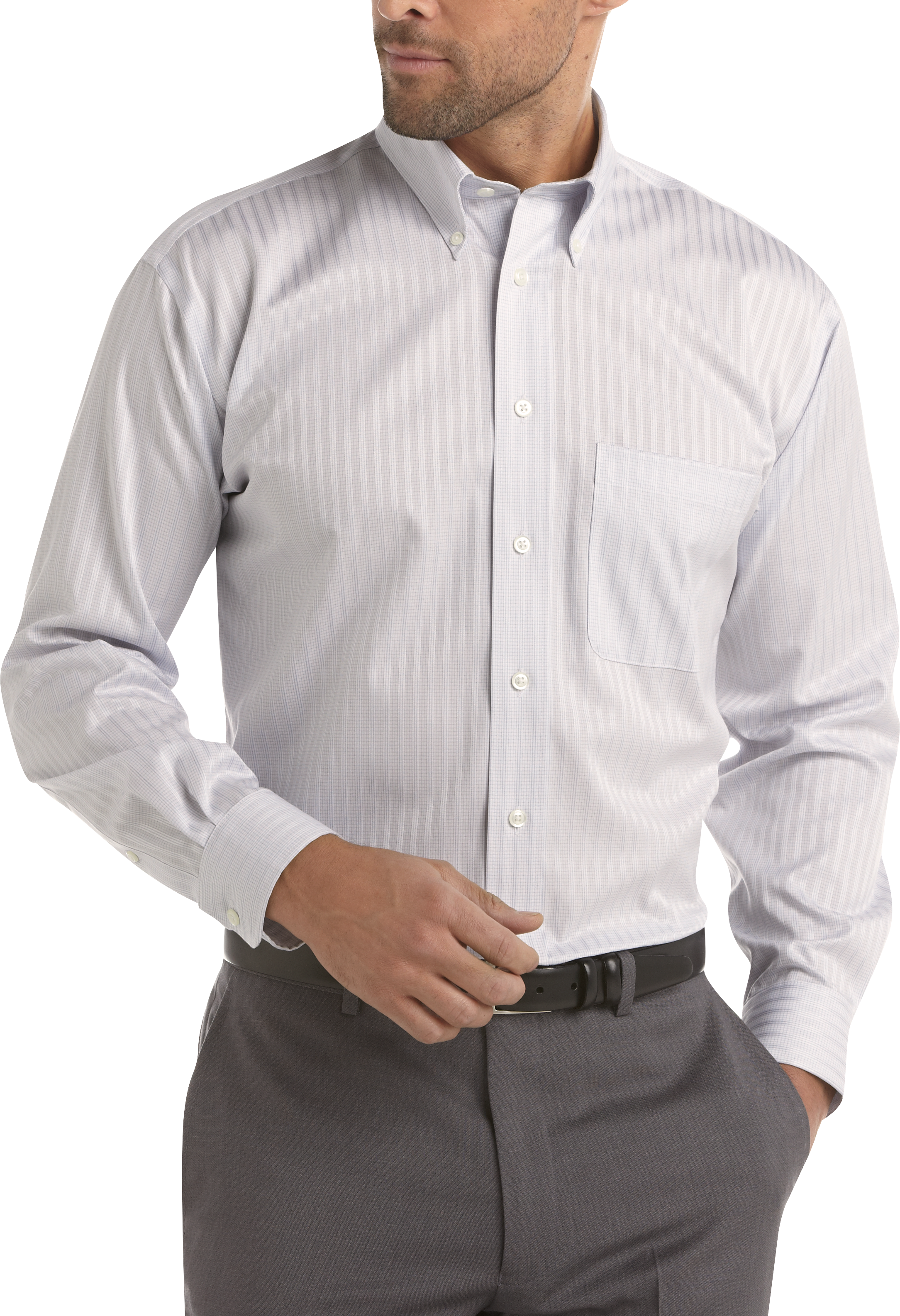 Joseph & Feiss Gray Tonal Stripe Button-down Sport Shirt