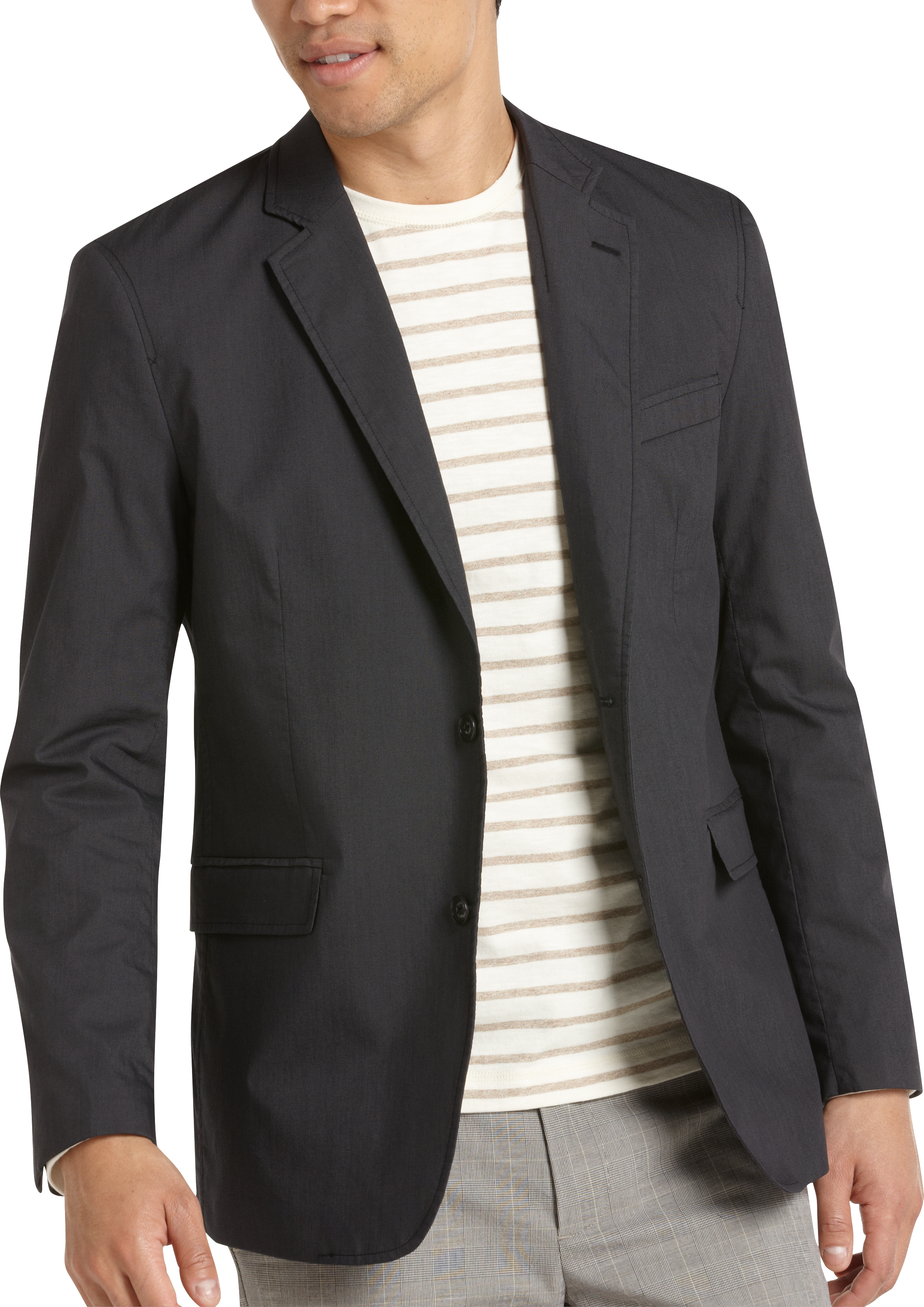Pronto Blue Modern Fit Casual Jacket, Charcoal