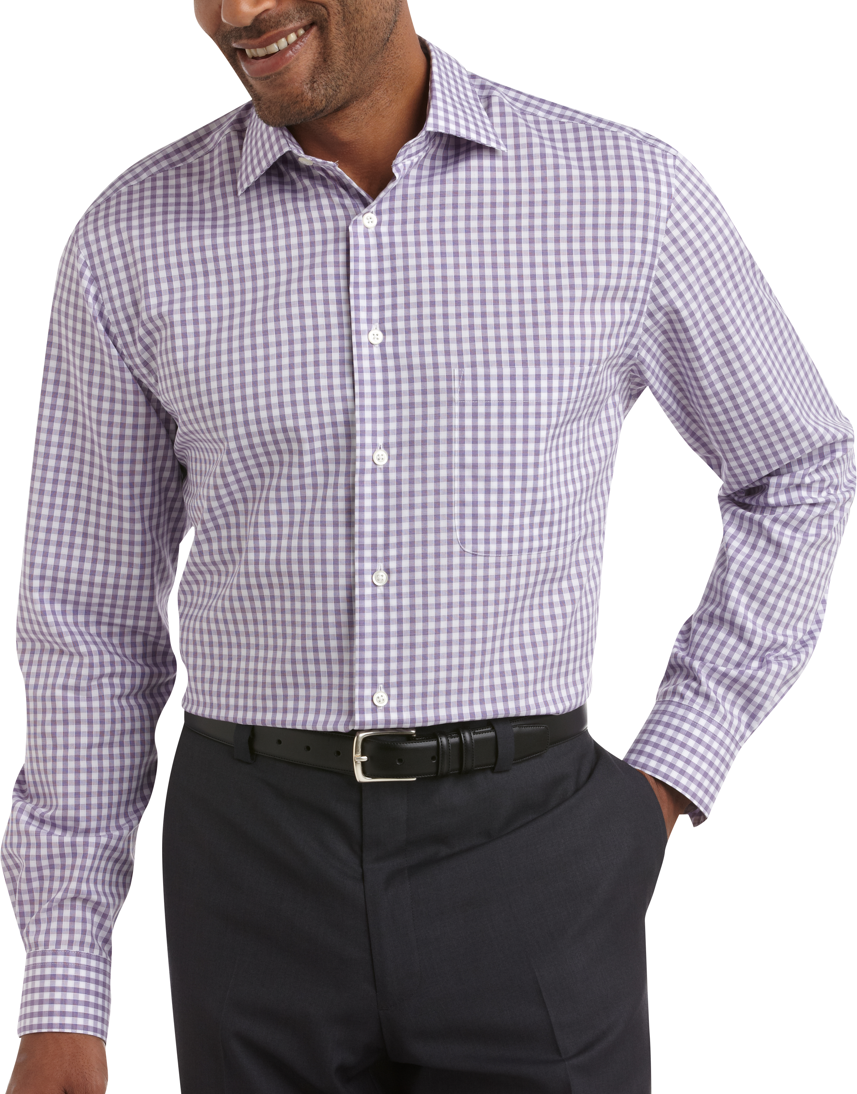 Pronto Uomo Lavender Check Modern Fit Sport Shirt