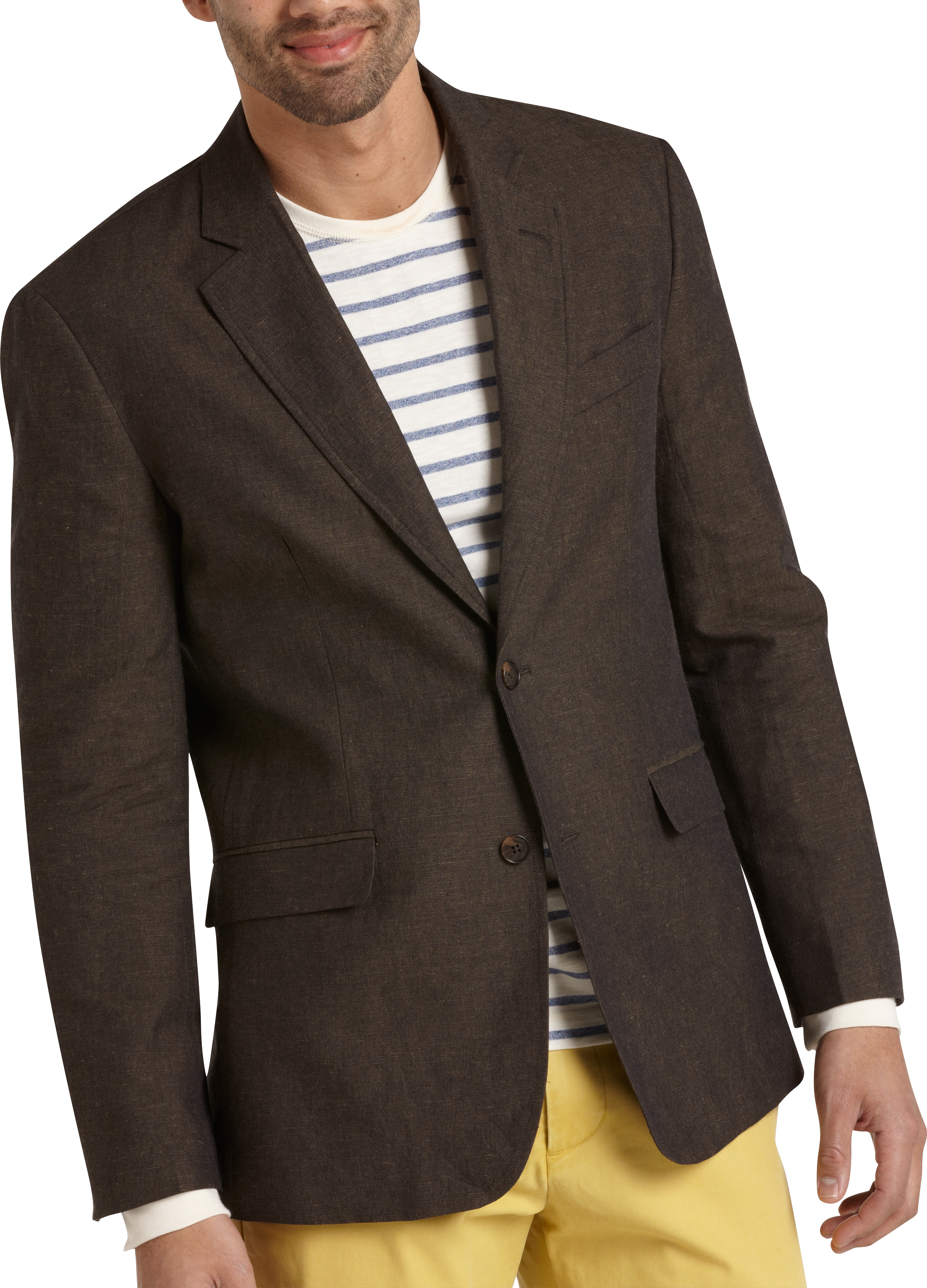 Pronto Blue Slim Fit Casual Jacket, Brown