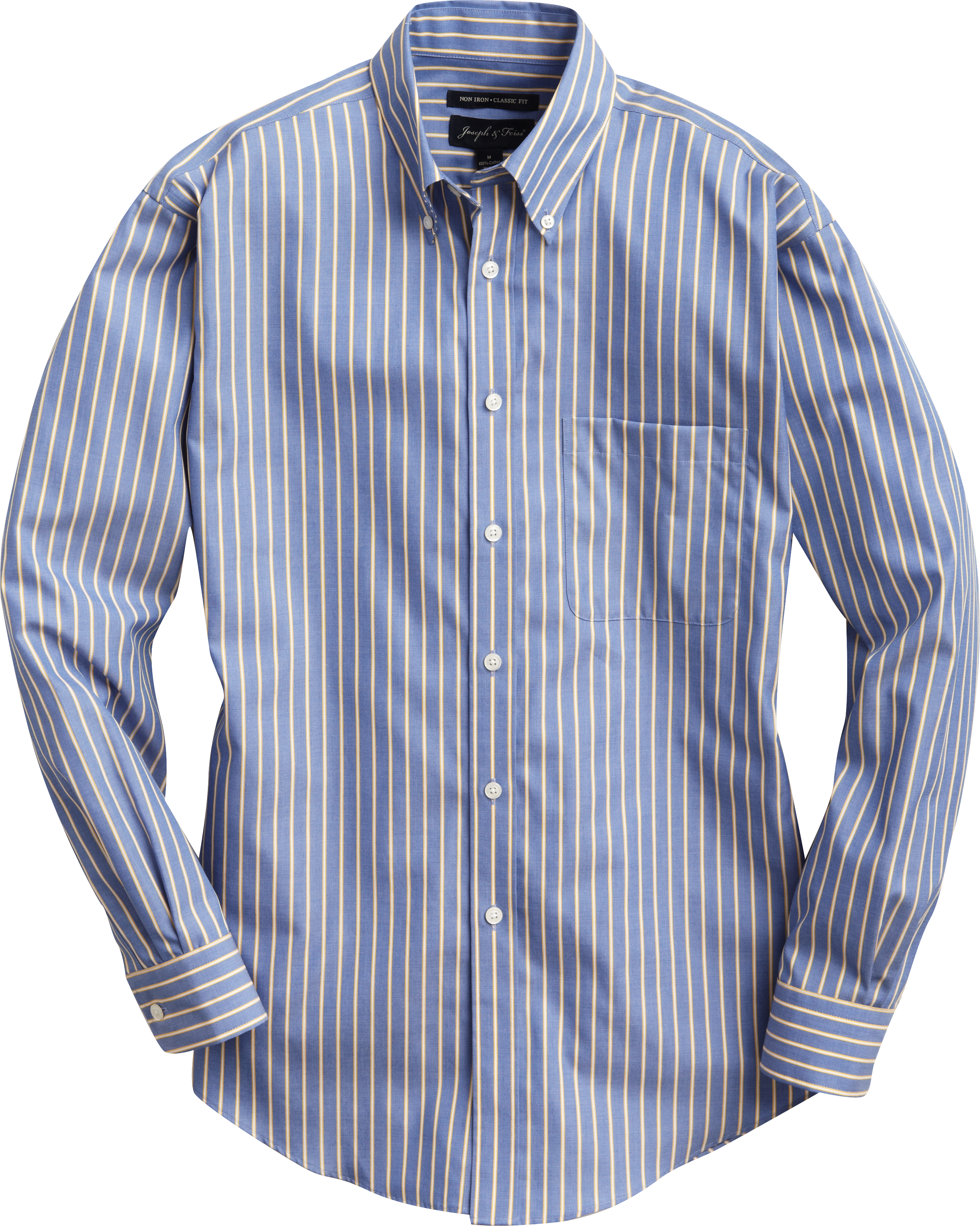 Joseph & Feiss Blue & Yellow Woven Stripe Sport Shirt