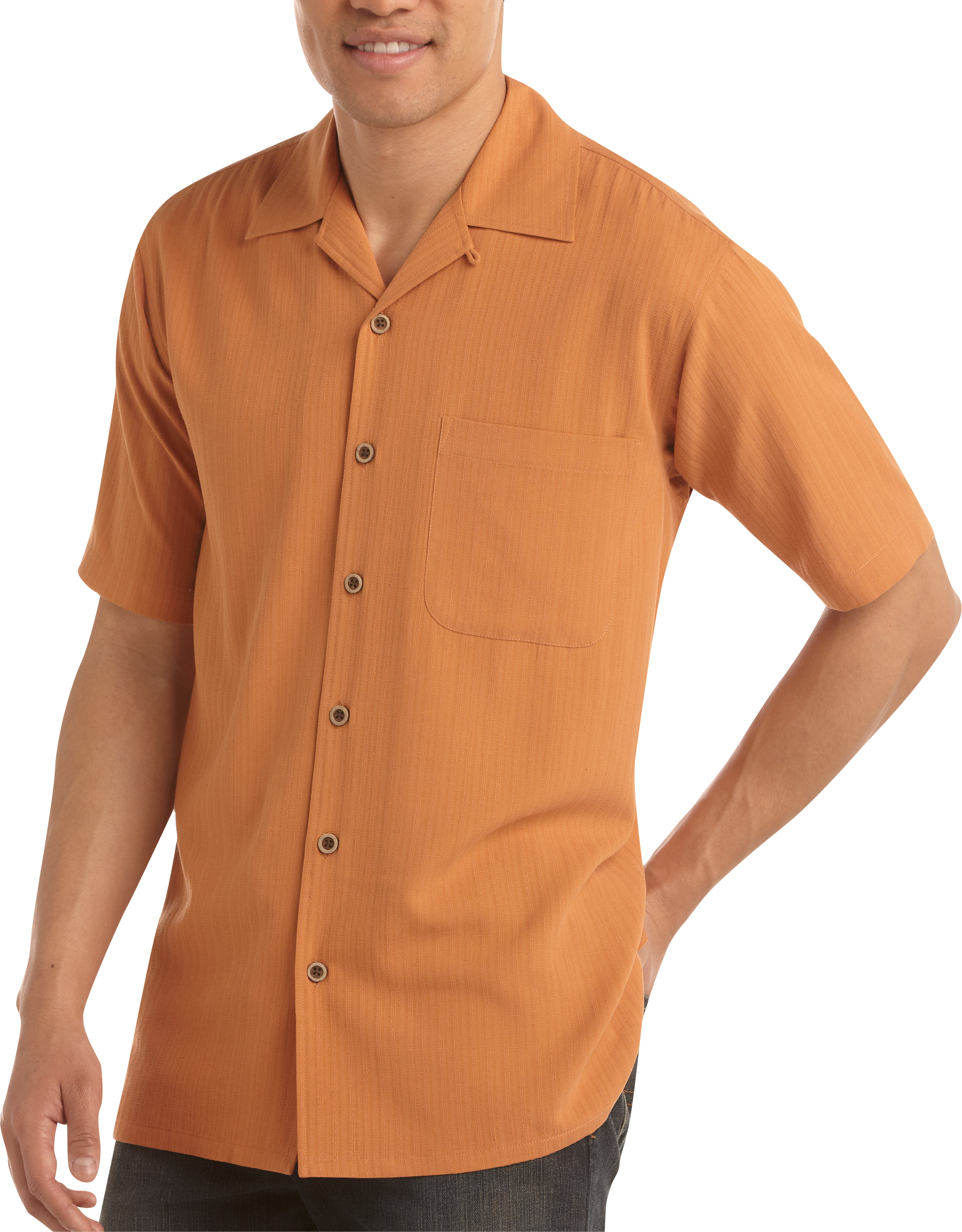 Joseph & Feiss Pumpkin Silk Camp Shirt
