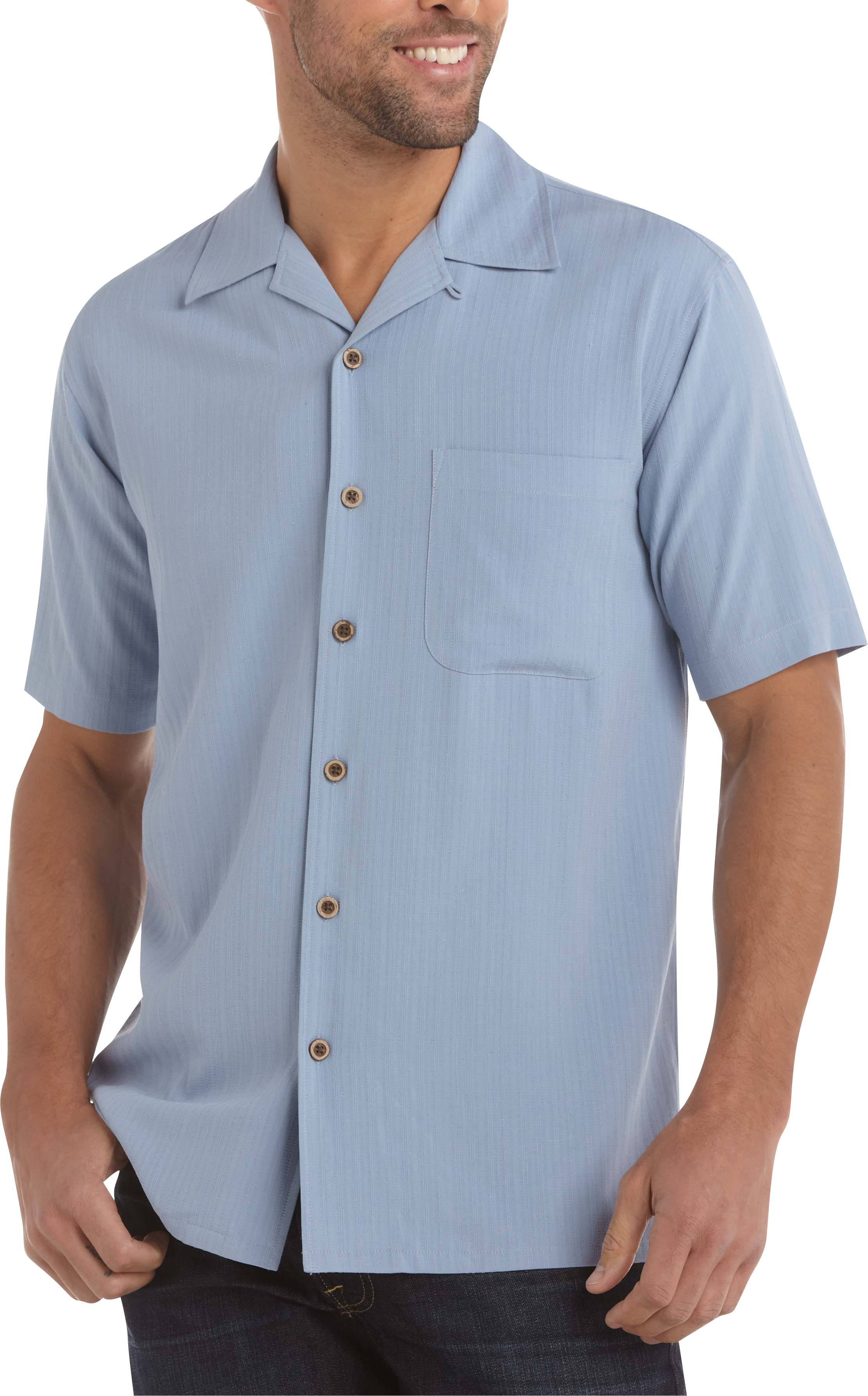 Joseph & Feiss Powder Blue Silk Camp Shirt