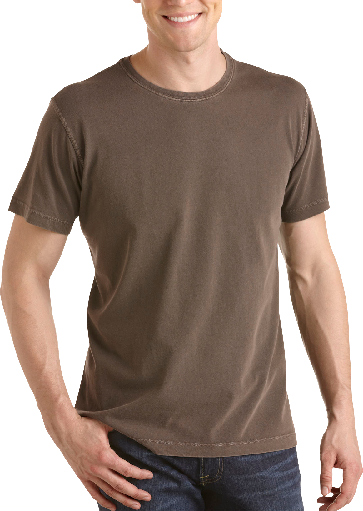 Pronto Blue Crewneck T-Shirt, Brown