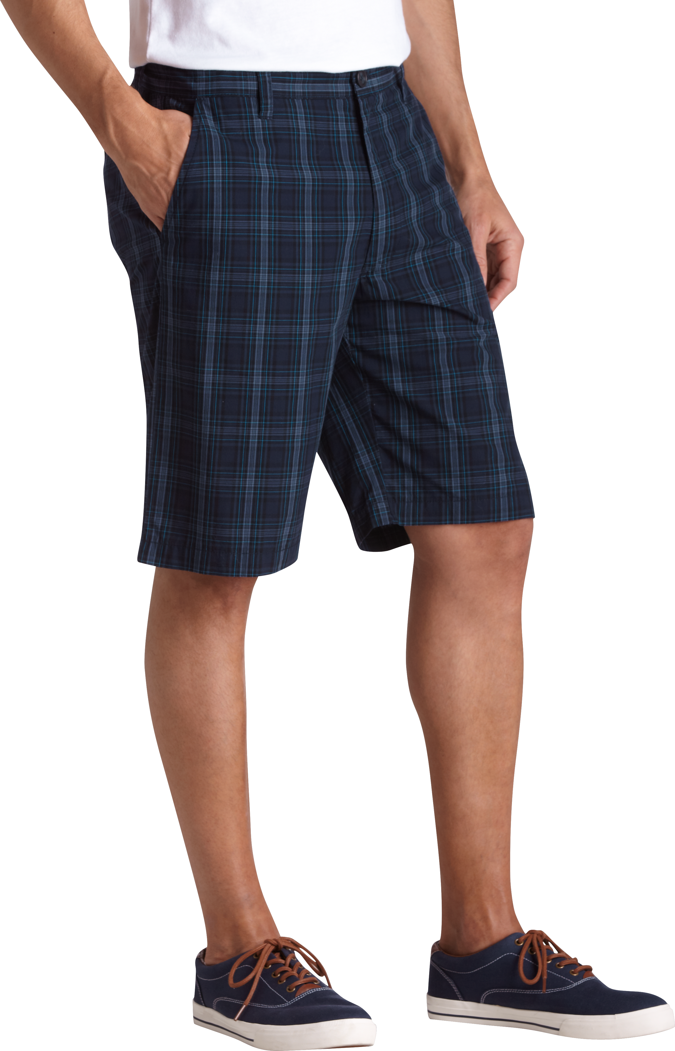 Pronto Blue Shorts, Indigo and Blue Plaid