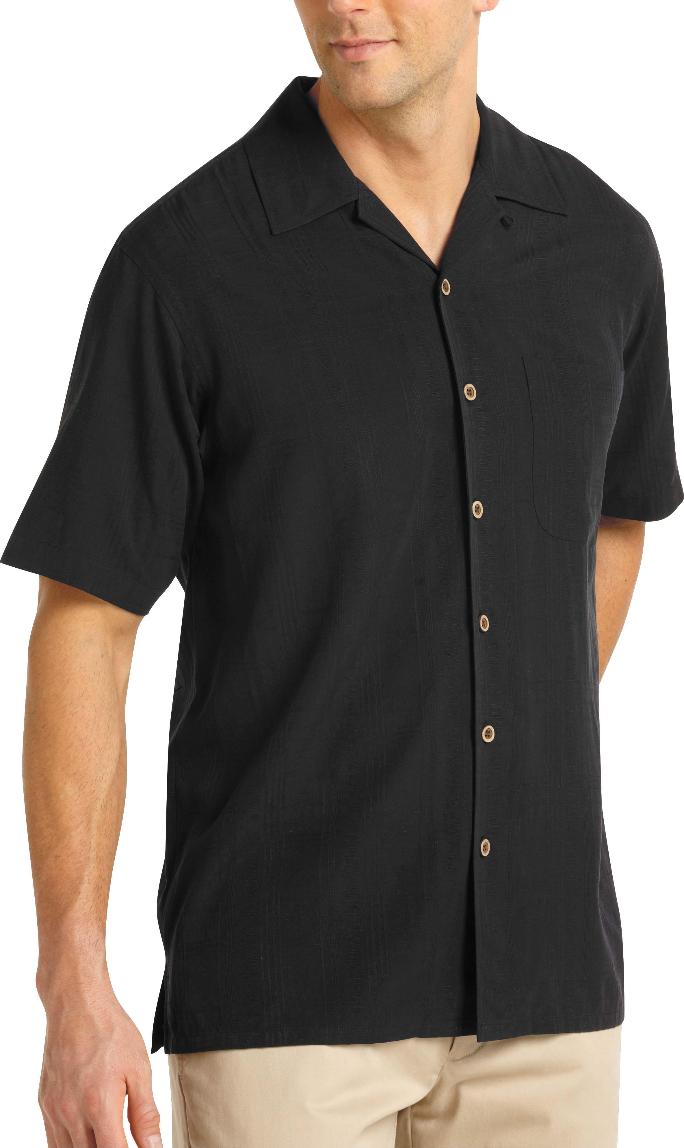 Joseph & Feiss Resort Black Plaid Camp Collar Shirt
