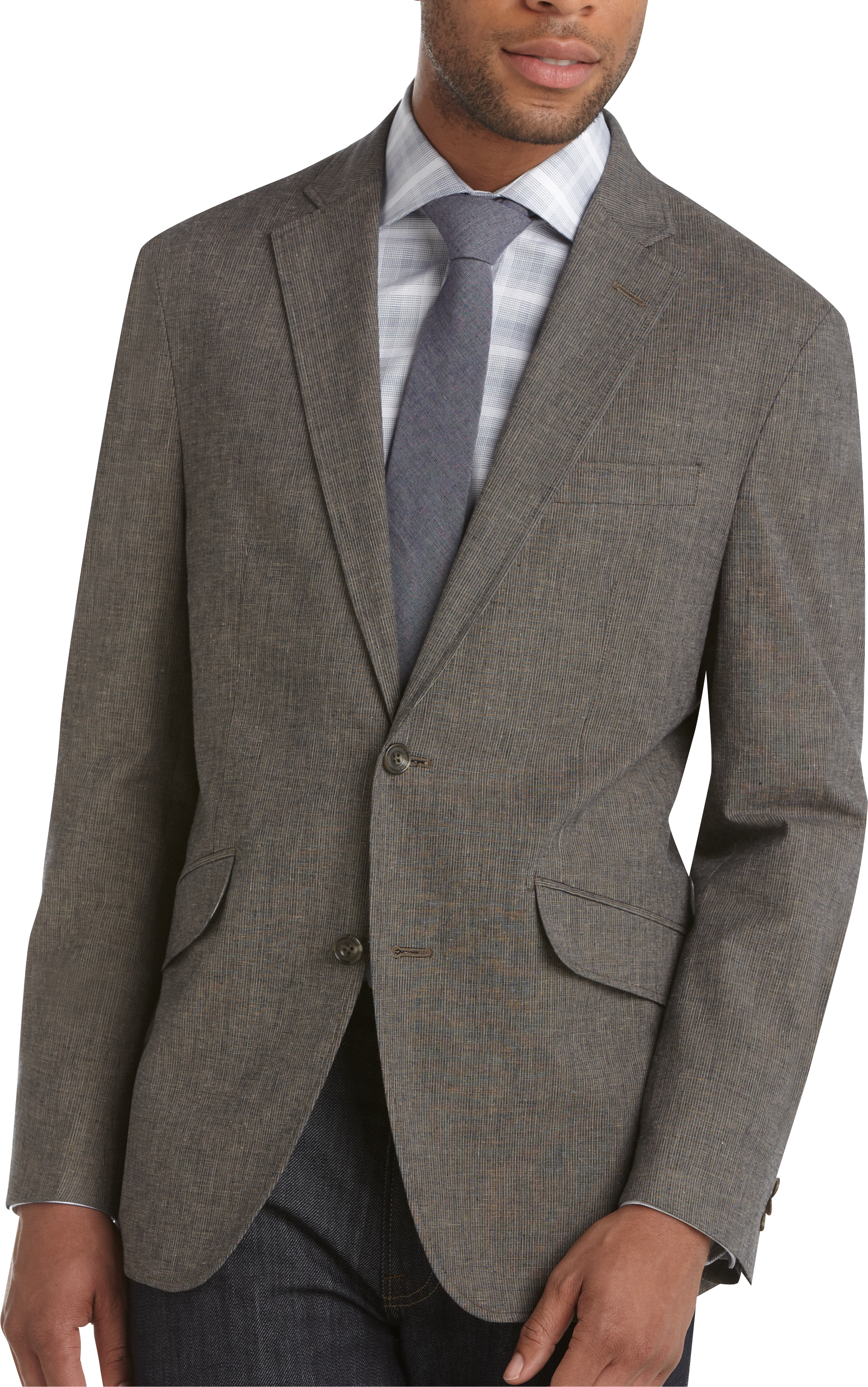 Pronto Blue Slim Fit Casual Jacket, Black and Tan