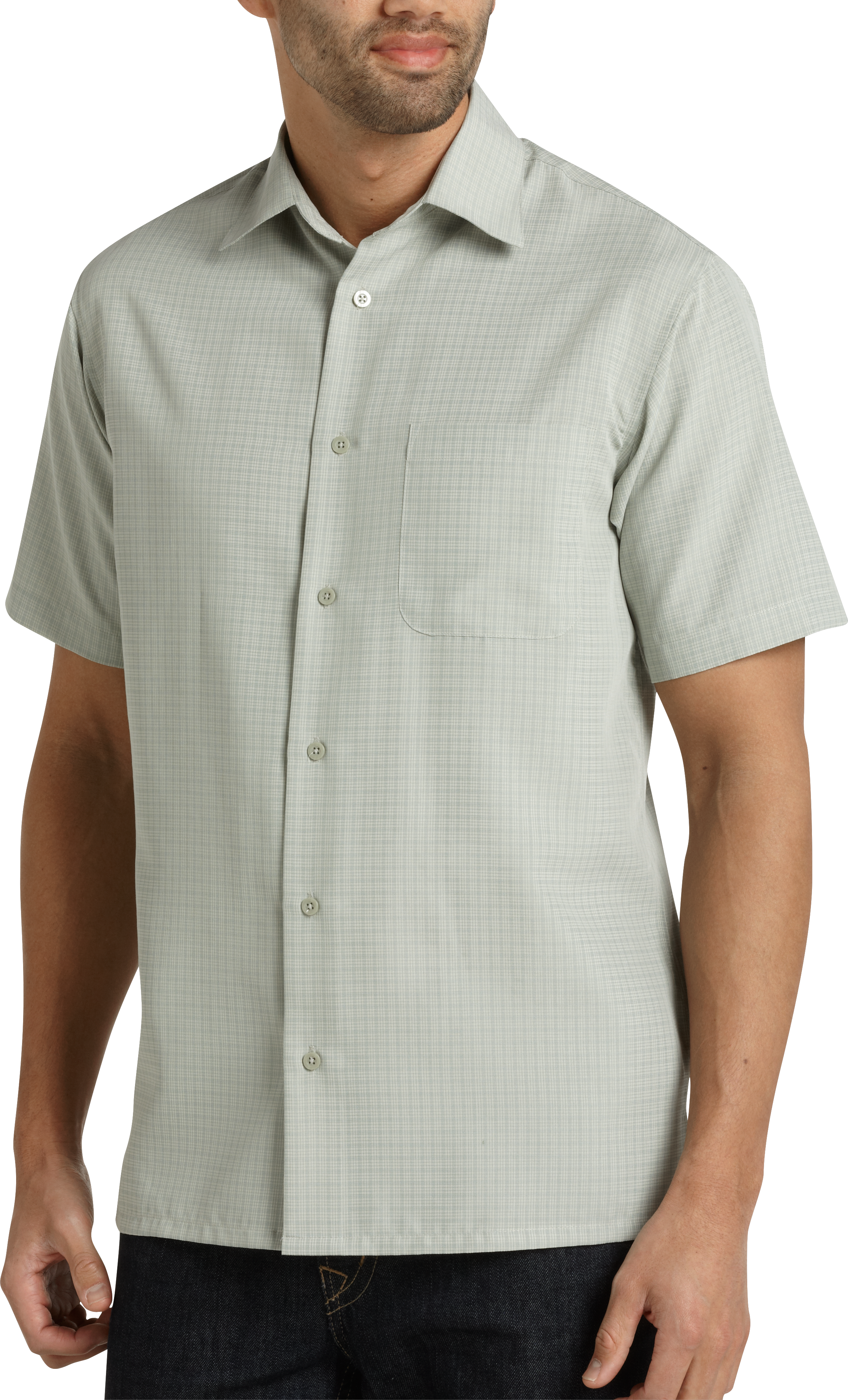 Joseph & Feiss Resort Sage Check Camp Collar Shirt