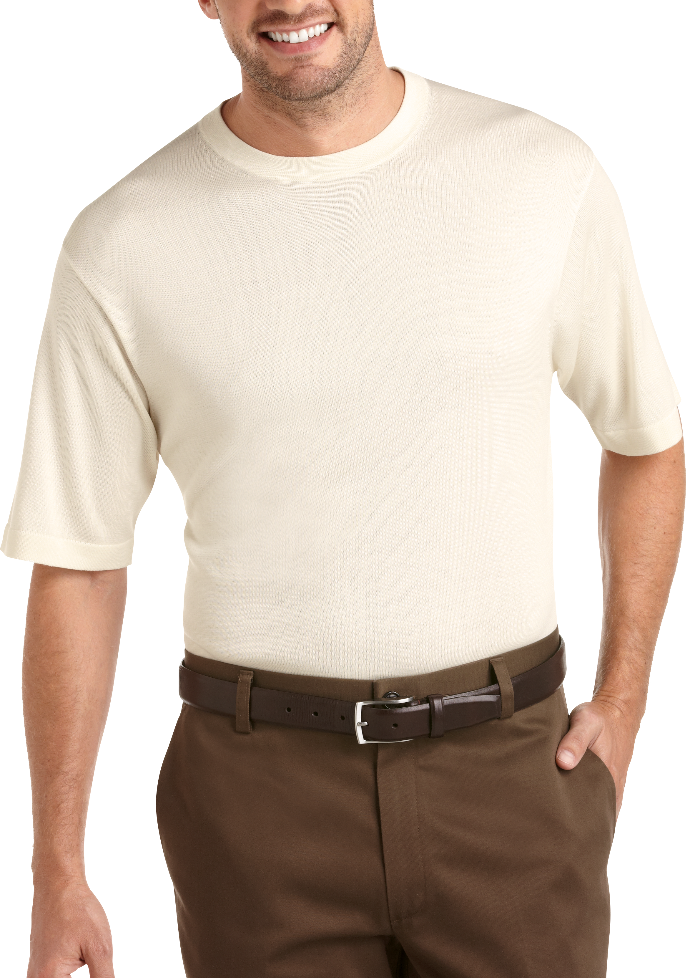 Pronto Uomo Silk T-Shirt, Linen Color