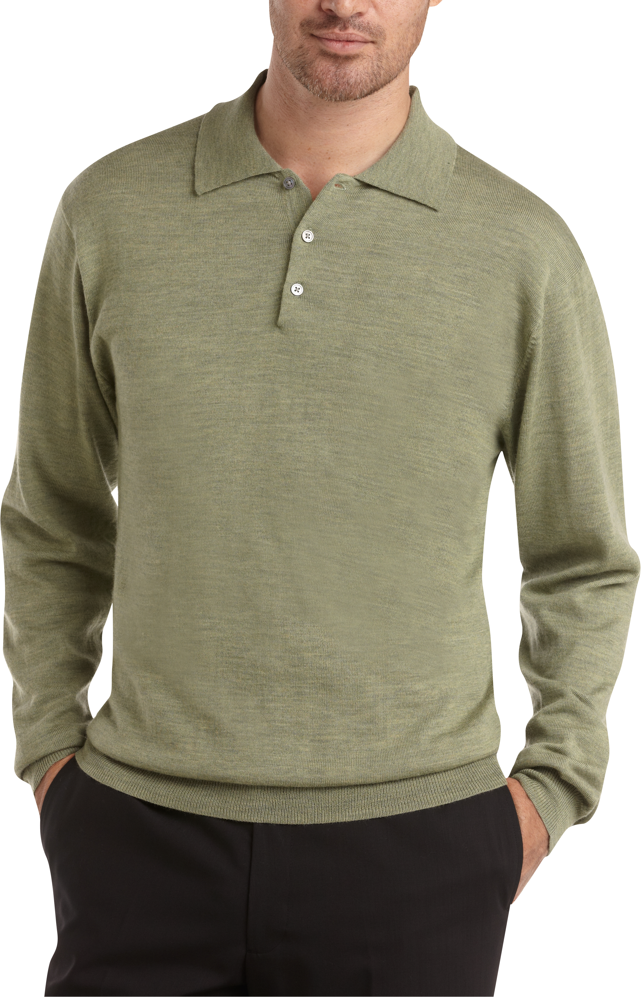 Pronto Uomo Olive Merino Polo Sweater
