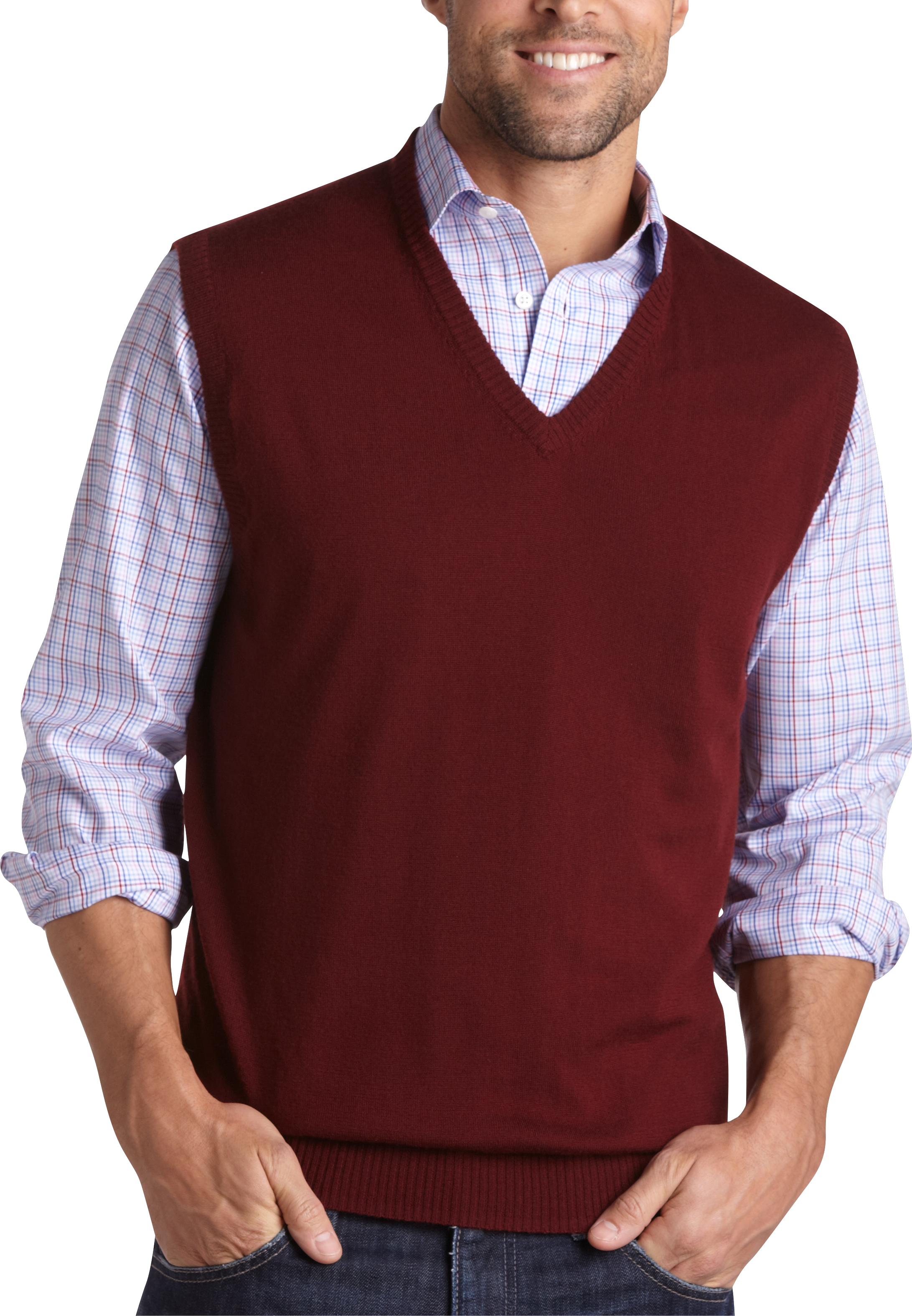 Pronto Uomo Burgundy Merino Wool Vest