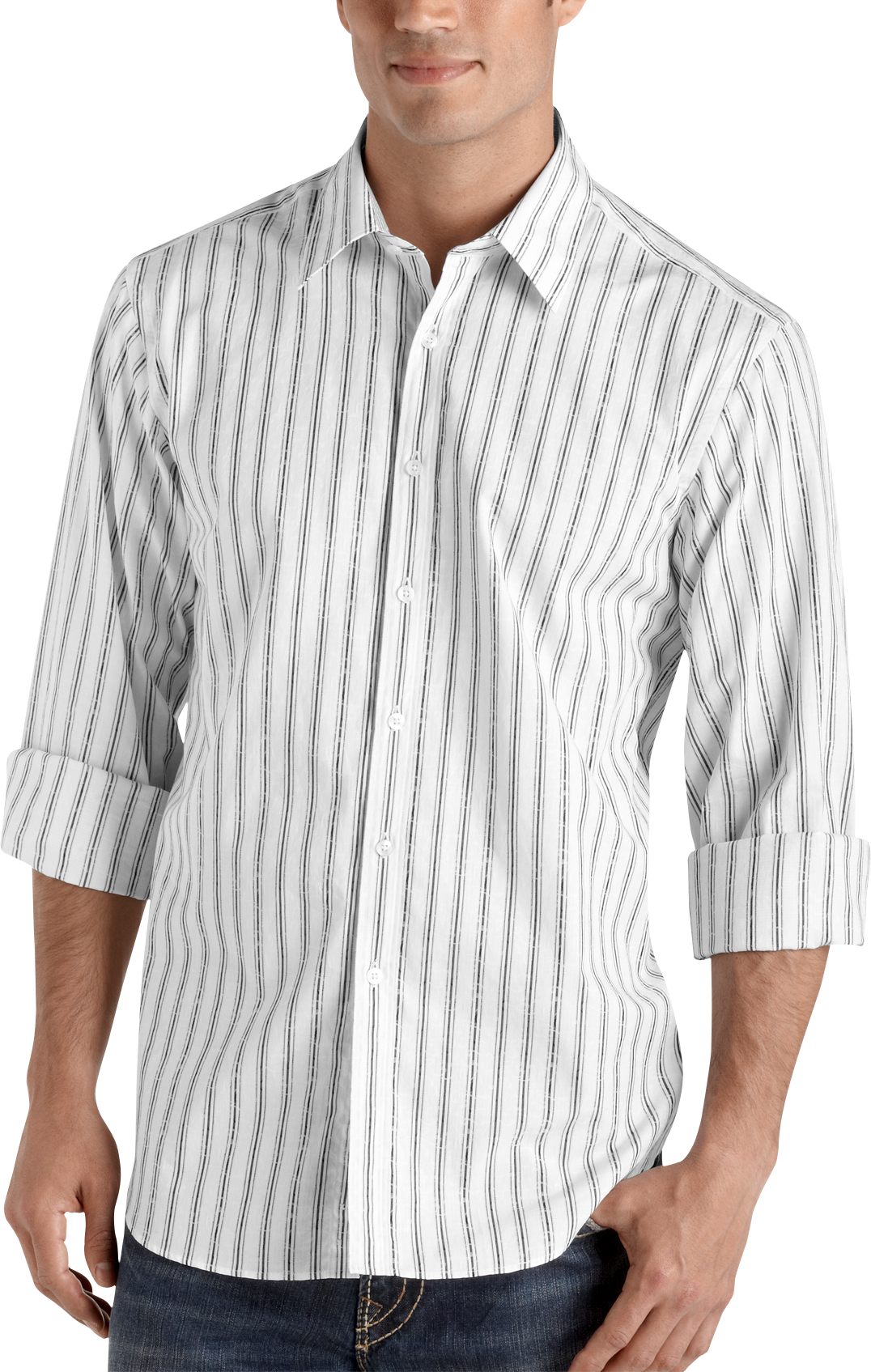 Pronto Uomo White Stripe Woven Shirt