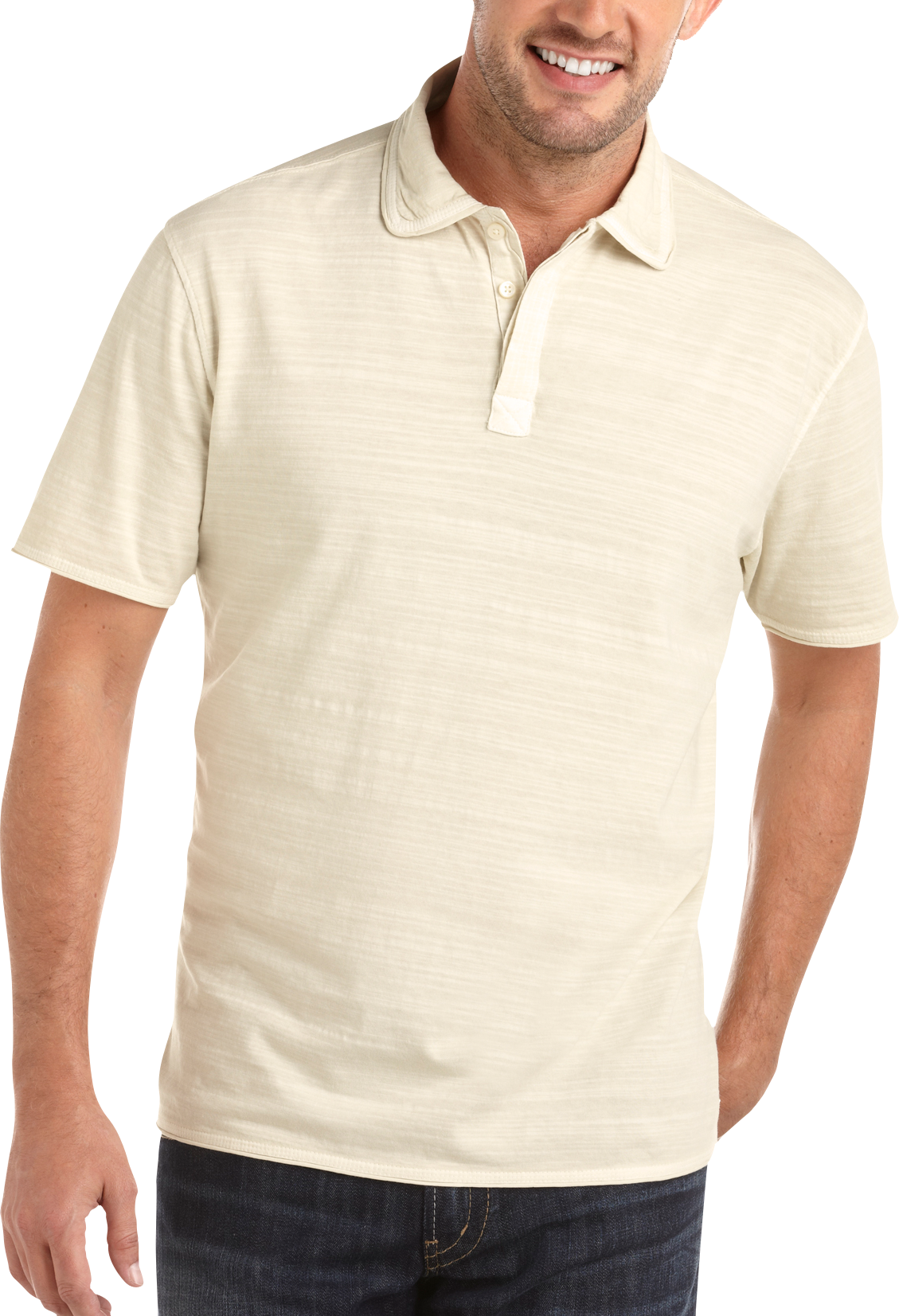 Pronto Blue Polo Shirt, Tan Vintage Wash
