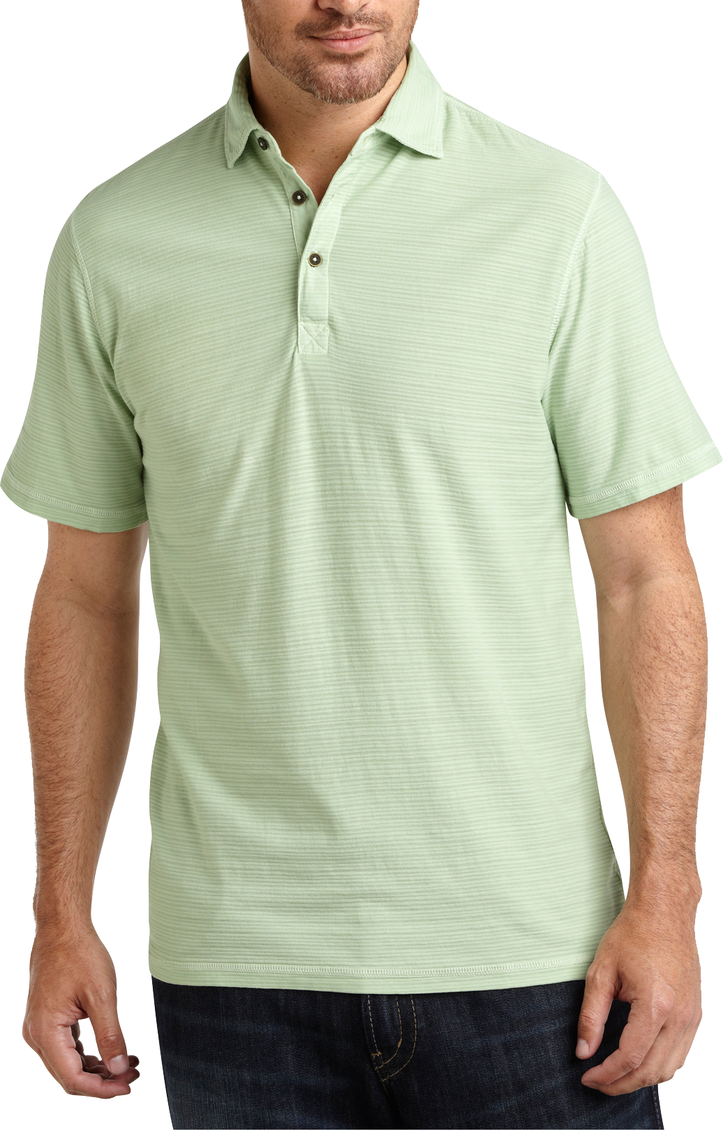 Pronto Blue Polo Shirt, Light Green Stripe