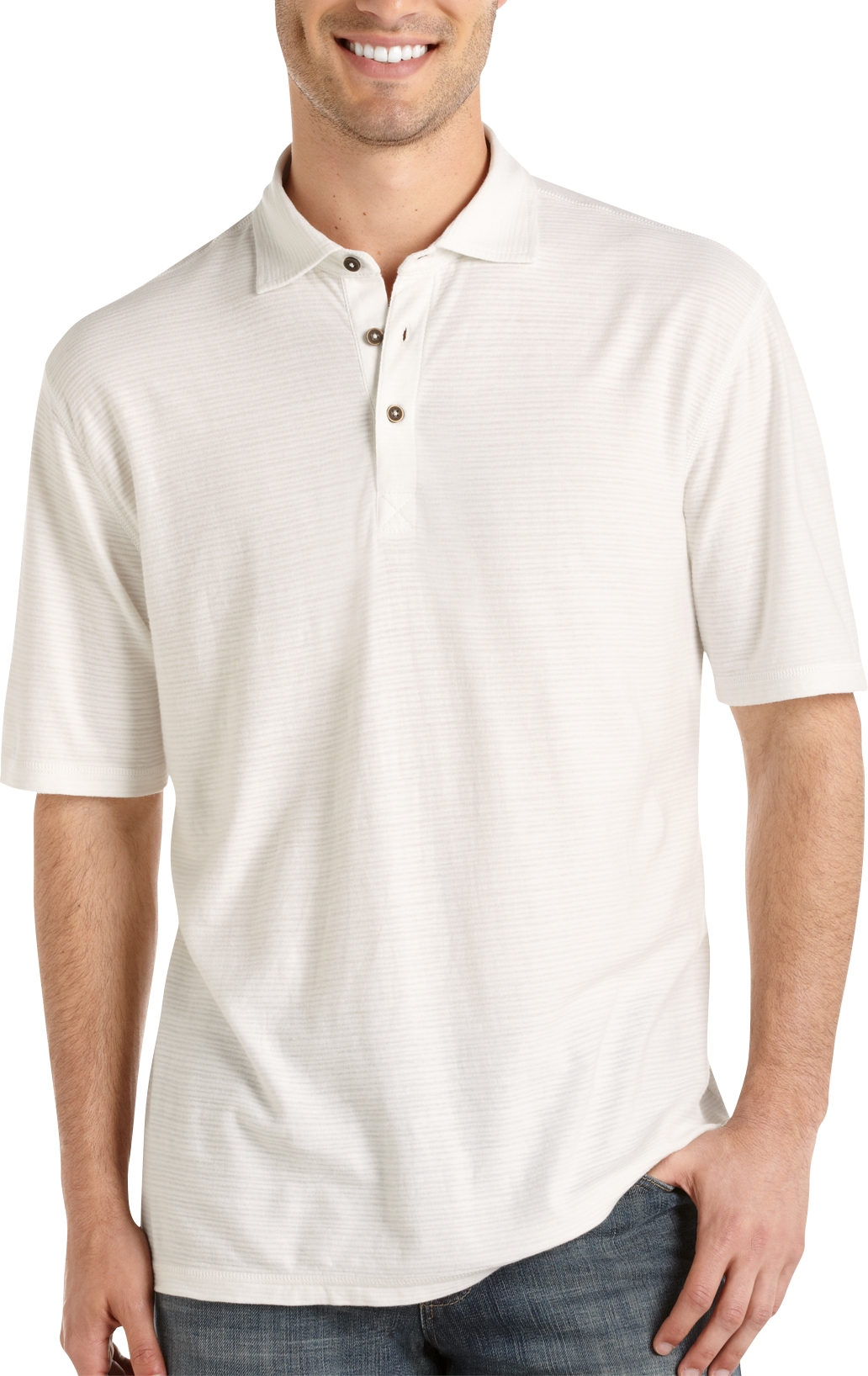 Pronto Blue Ribbed Polo Shirt, White