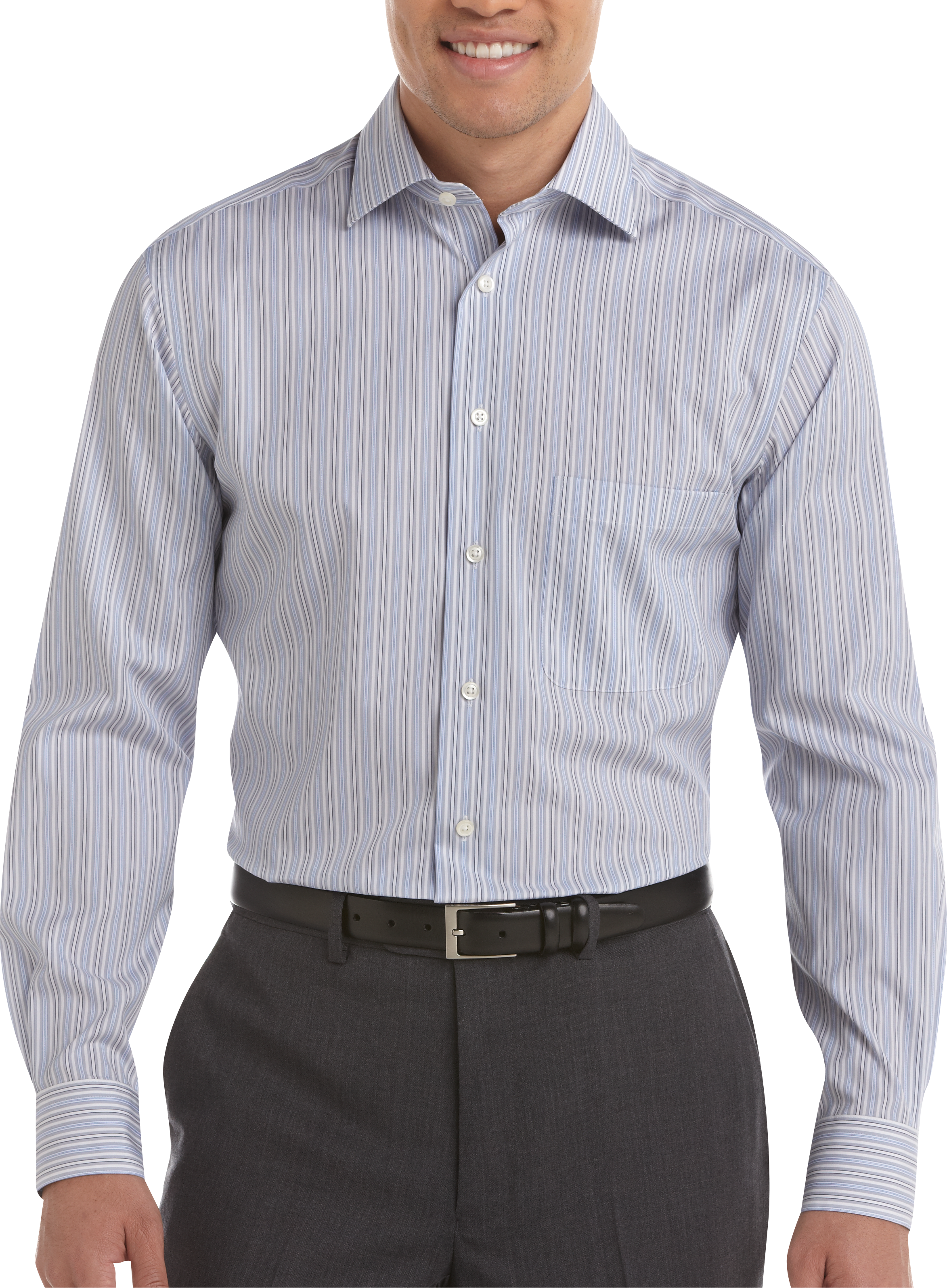 Pronto Uomo Blue Stripe Modern Fit Sport Shirt