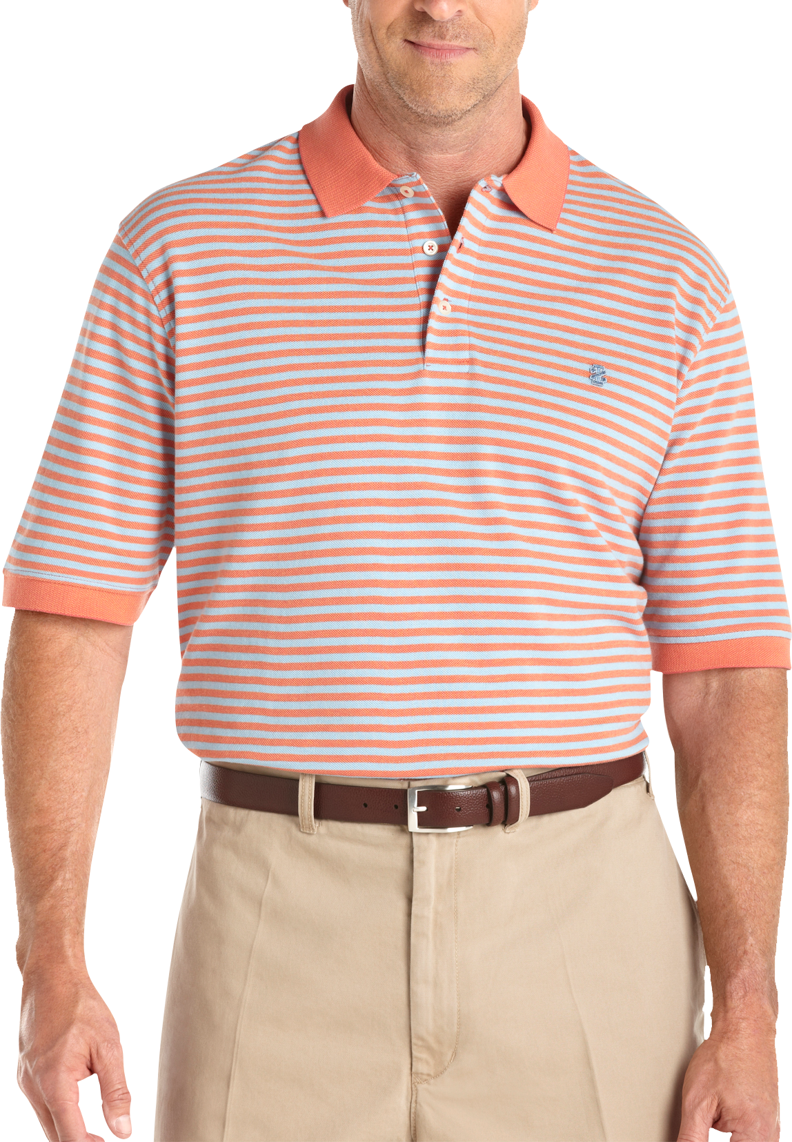 Izod Coral Stripe Polo Shirt