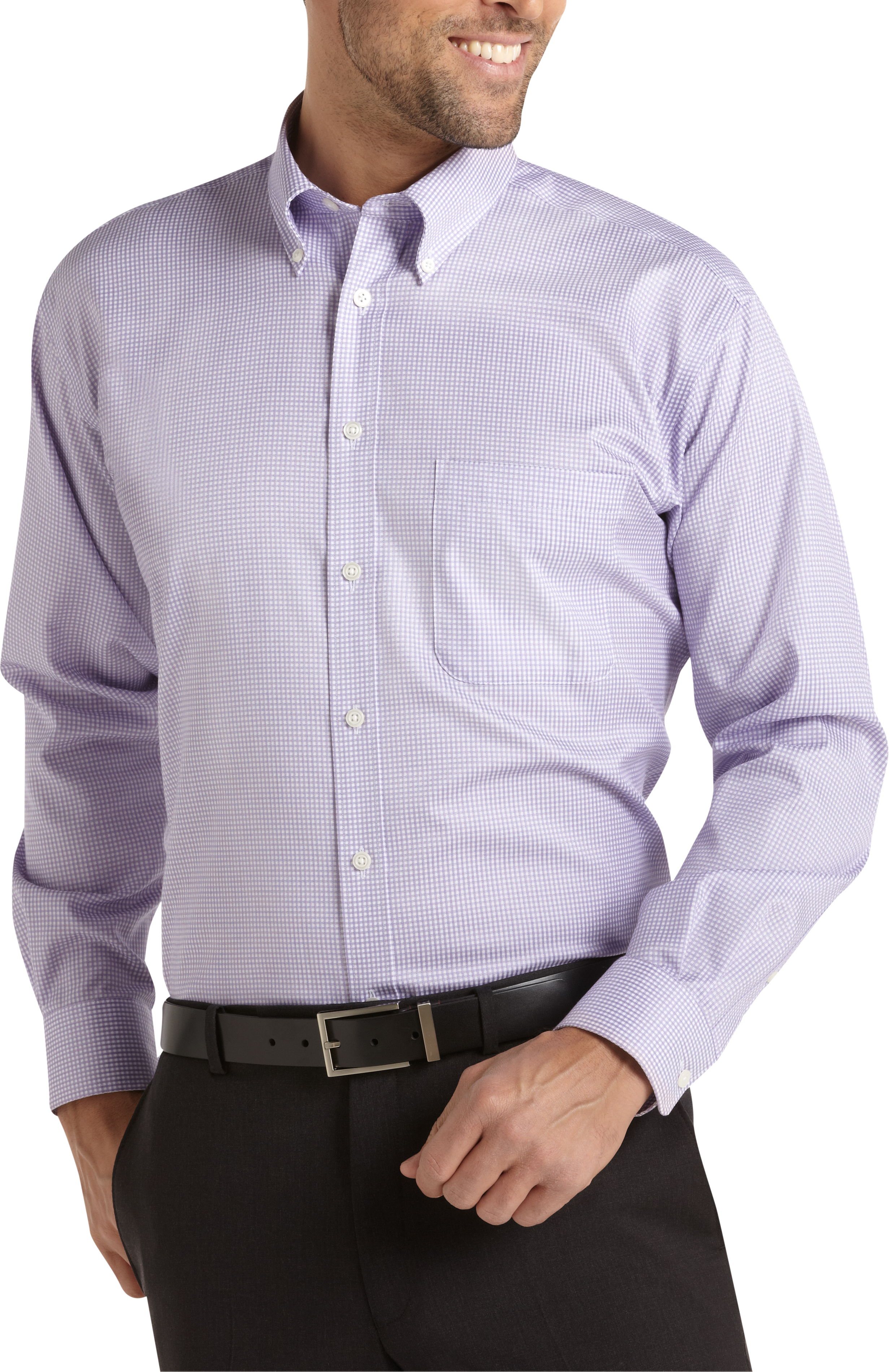 Joseph & Feiss Lavender Check Button-Down Sport Shirt