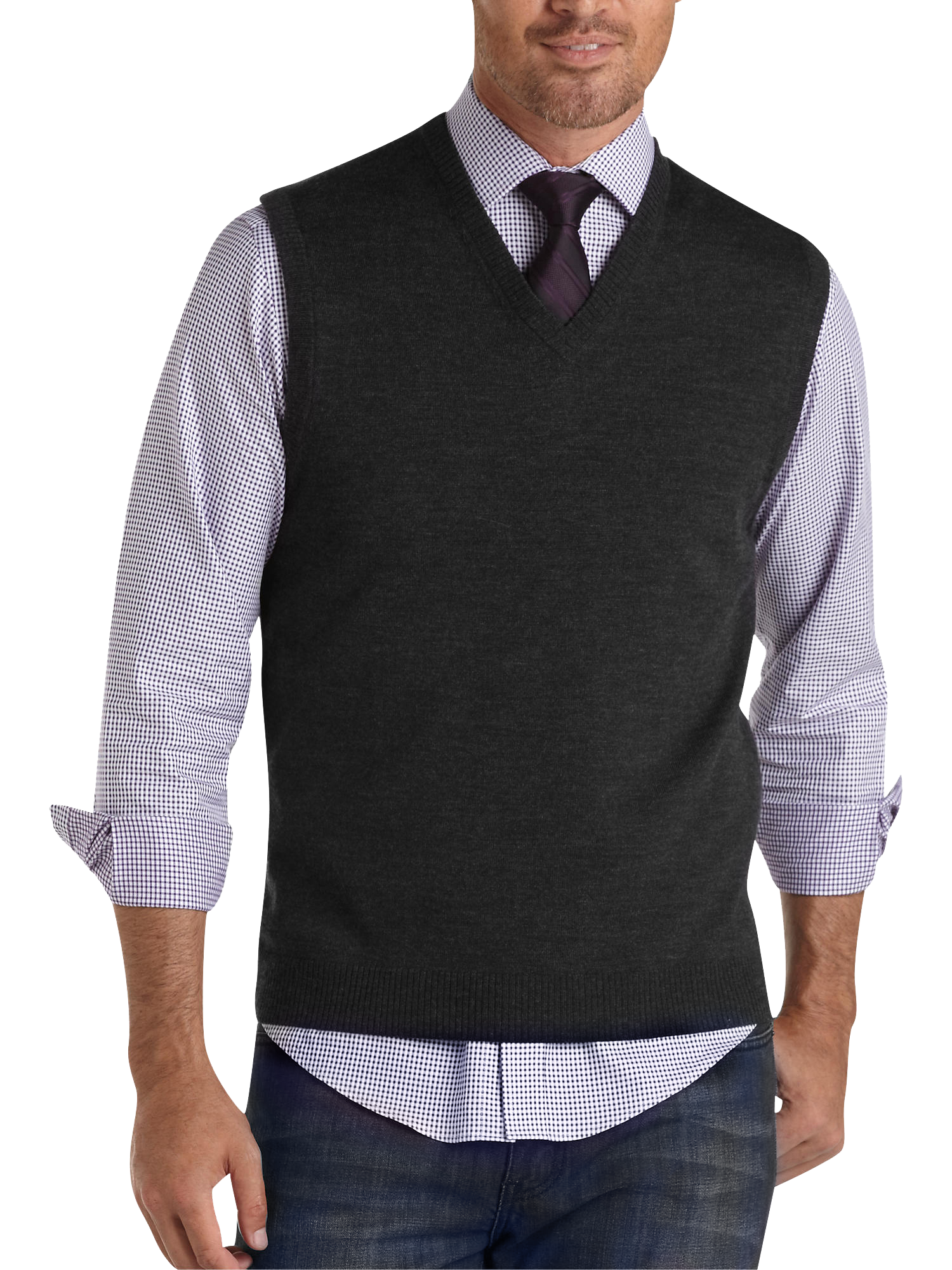 Pronto Uomo Charcoal V-Neck Sweater Vest