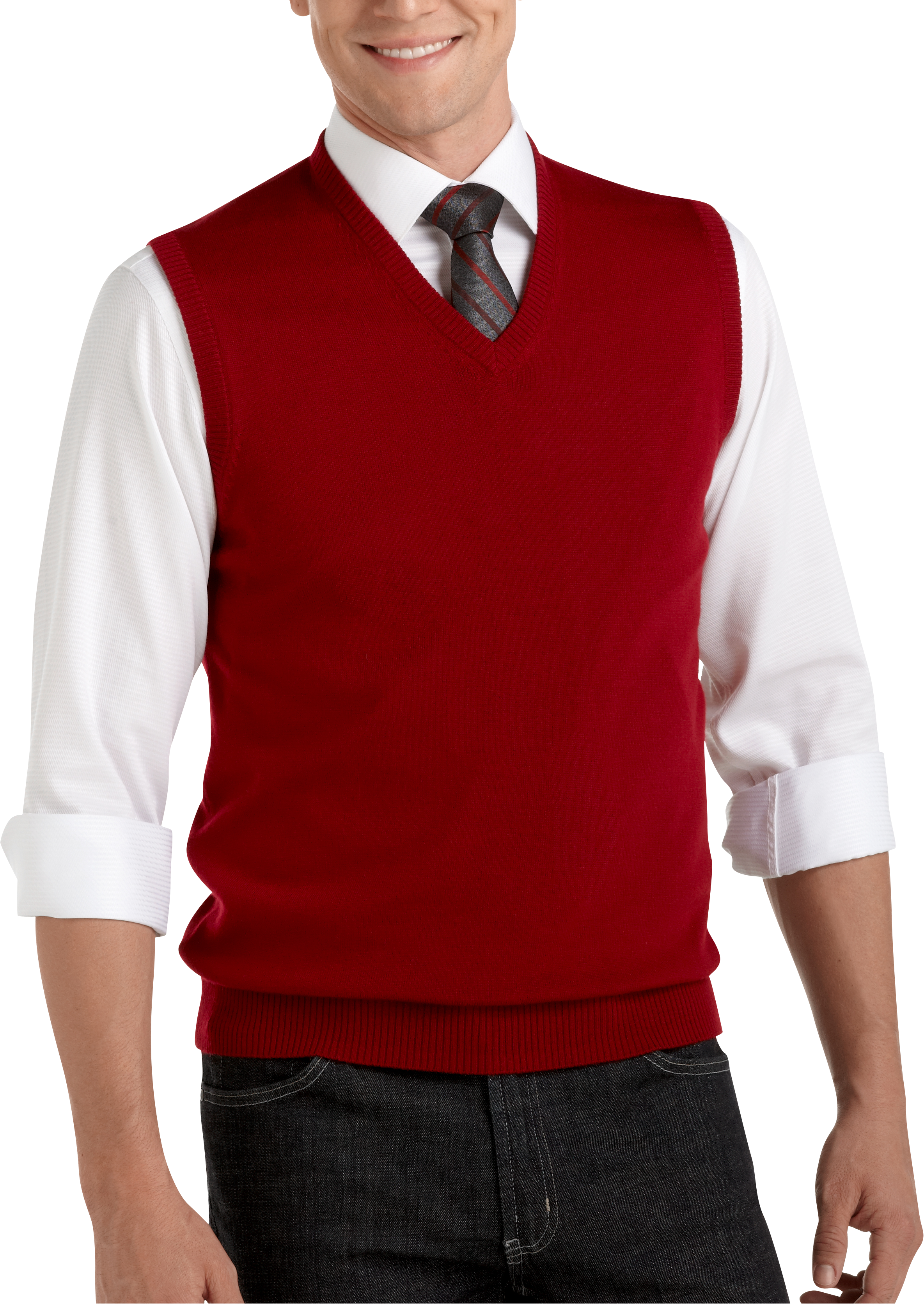 Pronto Uomo Red V-Neck Sweater Vest