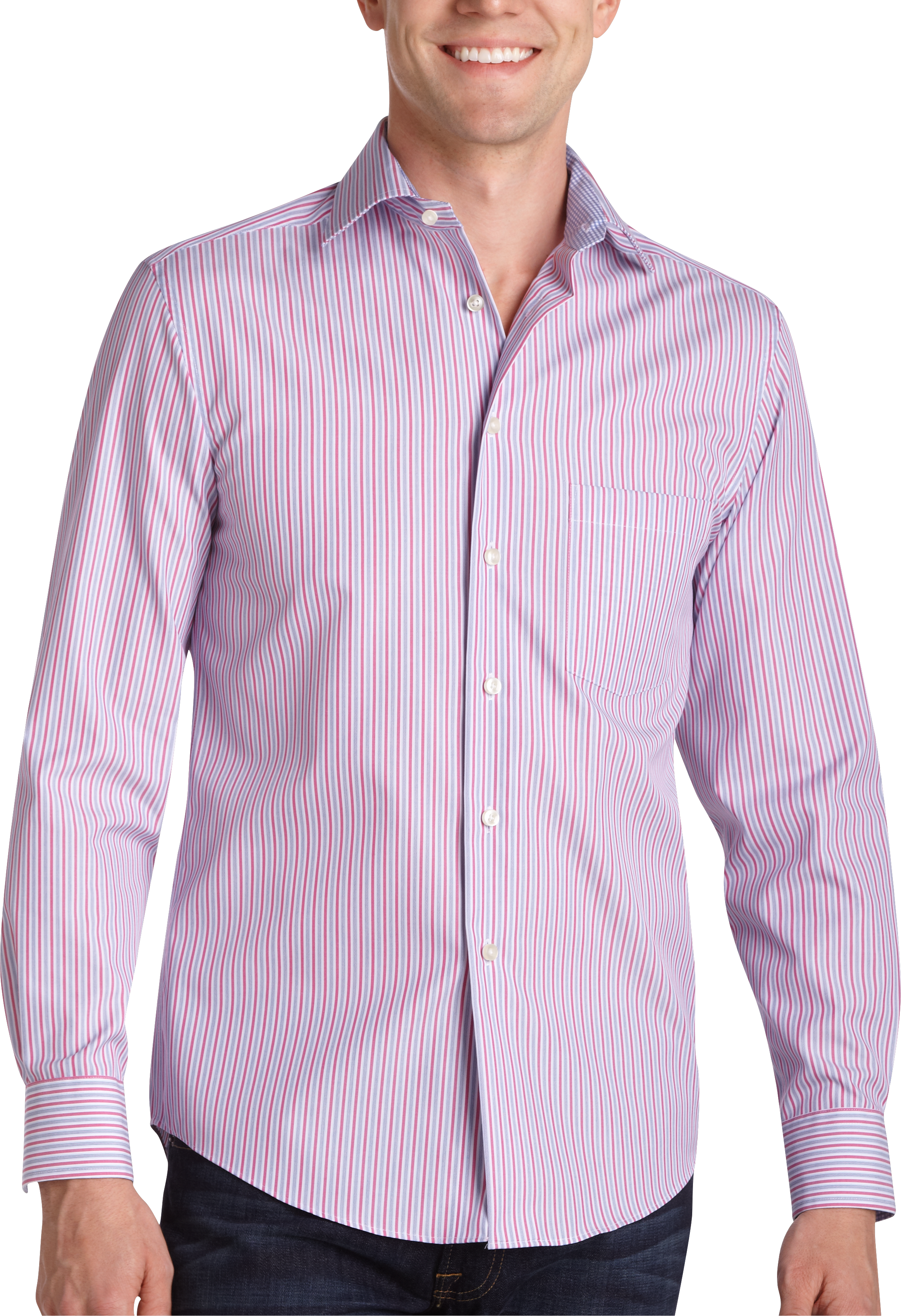 Egara Red Stripe Slim Fit Sport Shirt