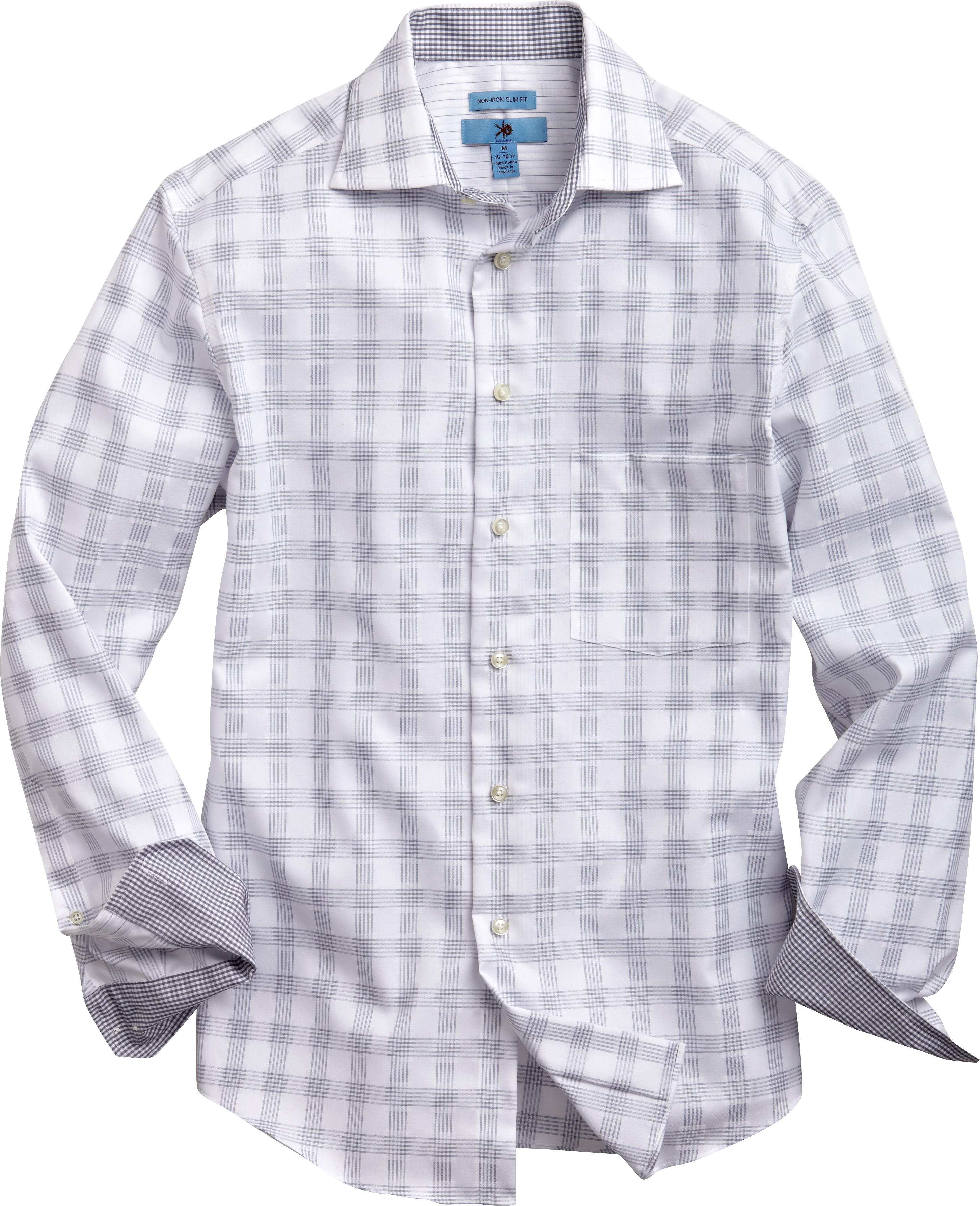 Egara Gray Plaid Slim Fit Sport Shirt