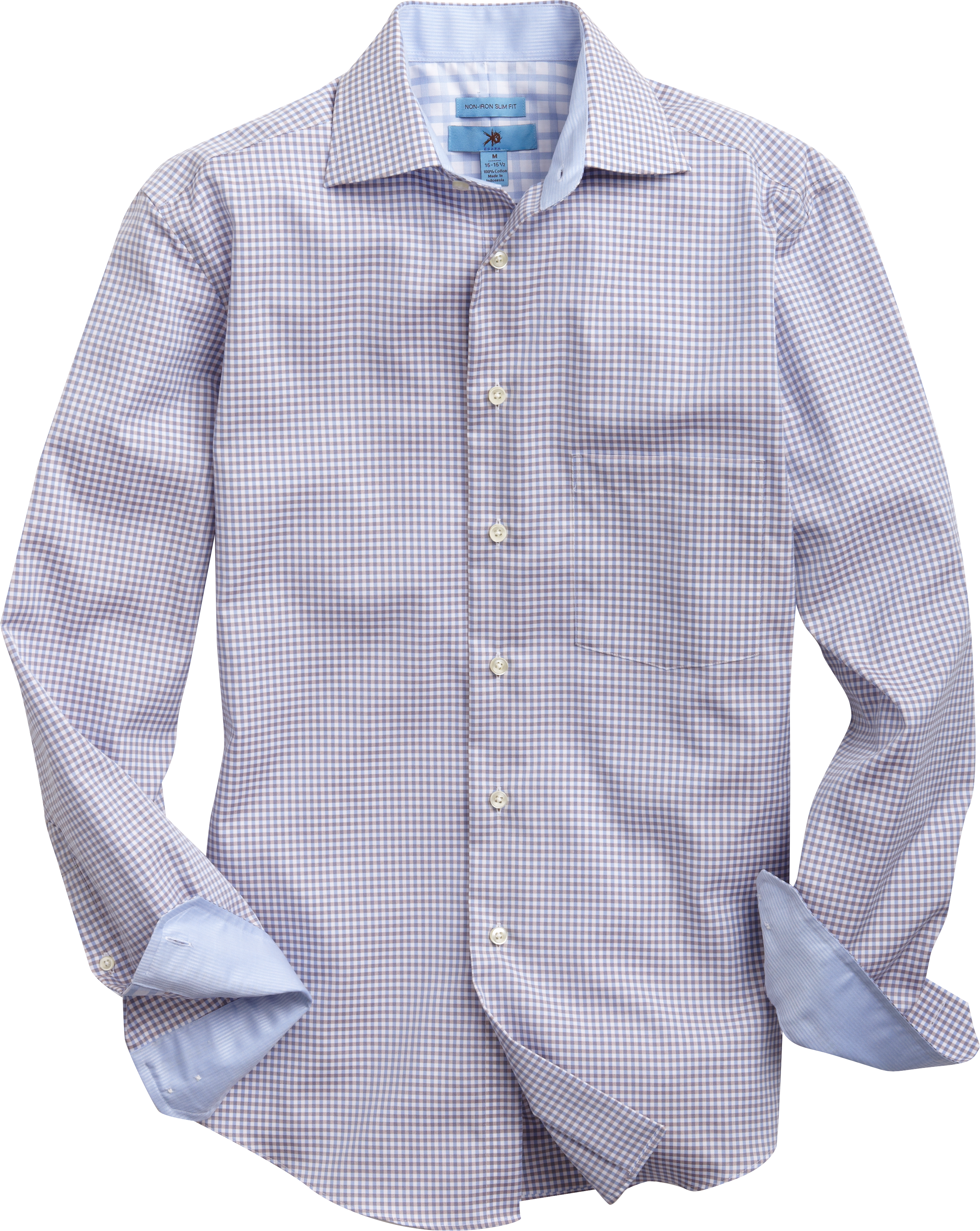 Egara Blue & Tan Check Slim Fit Sport Shirt
