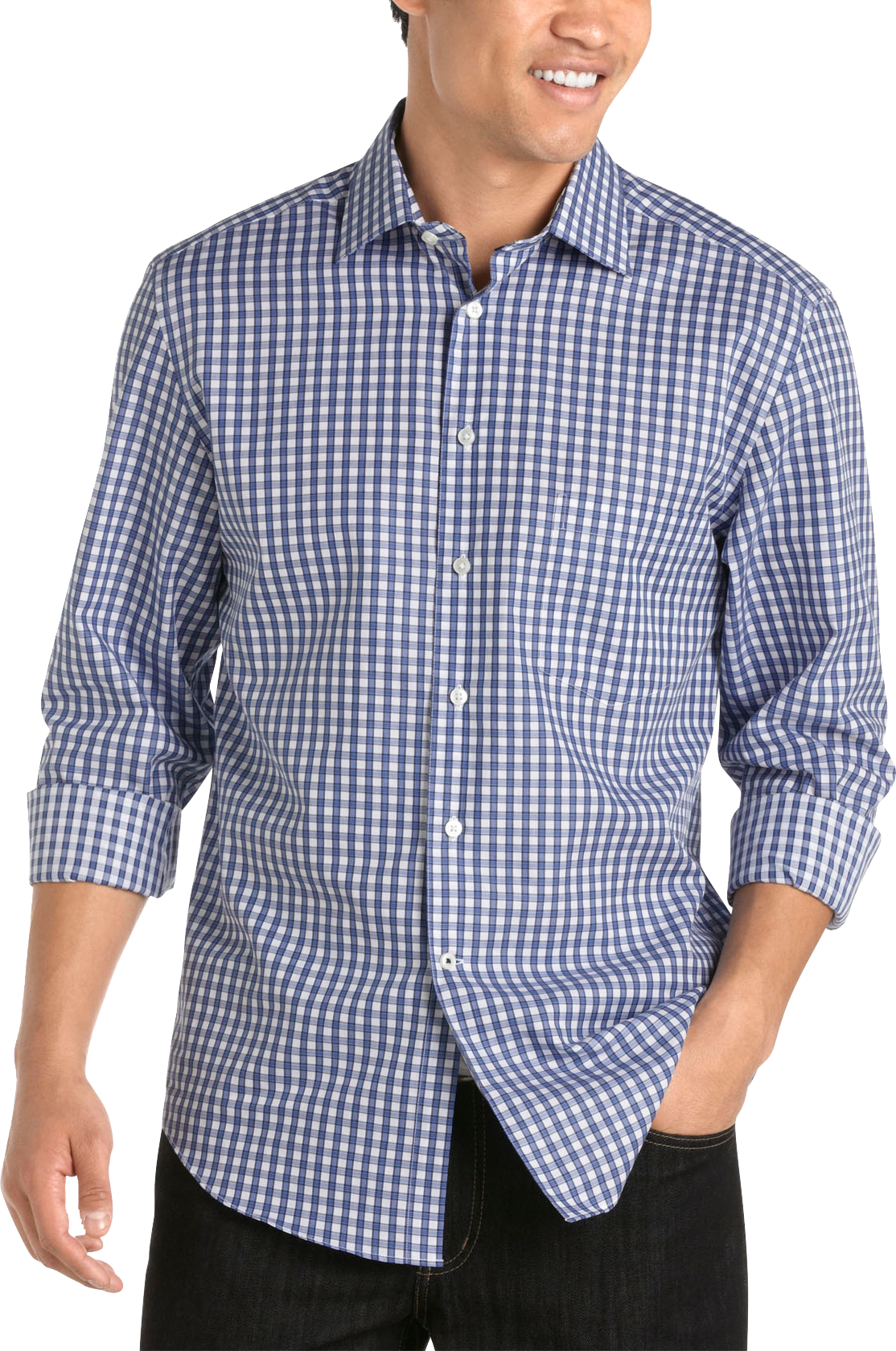 Pronto Uomo Navy Plaid Woven Shirt