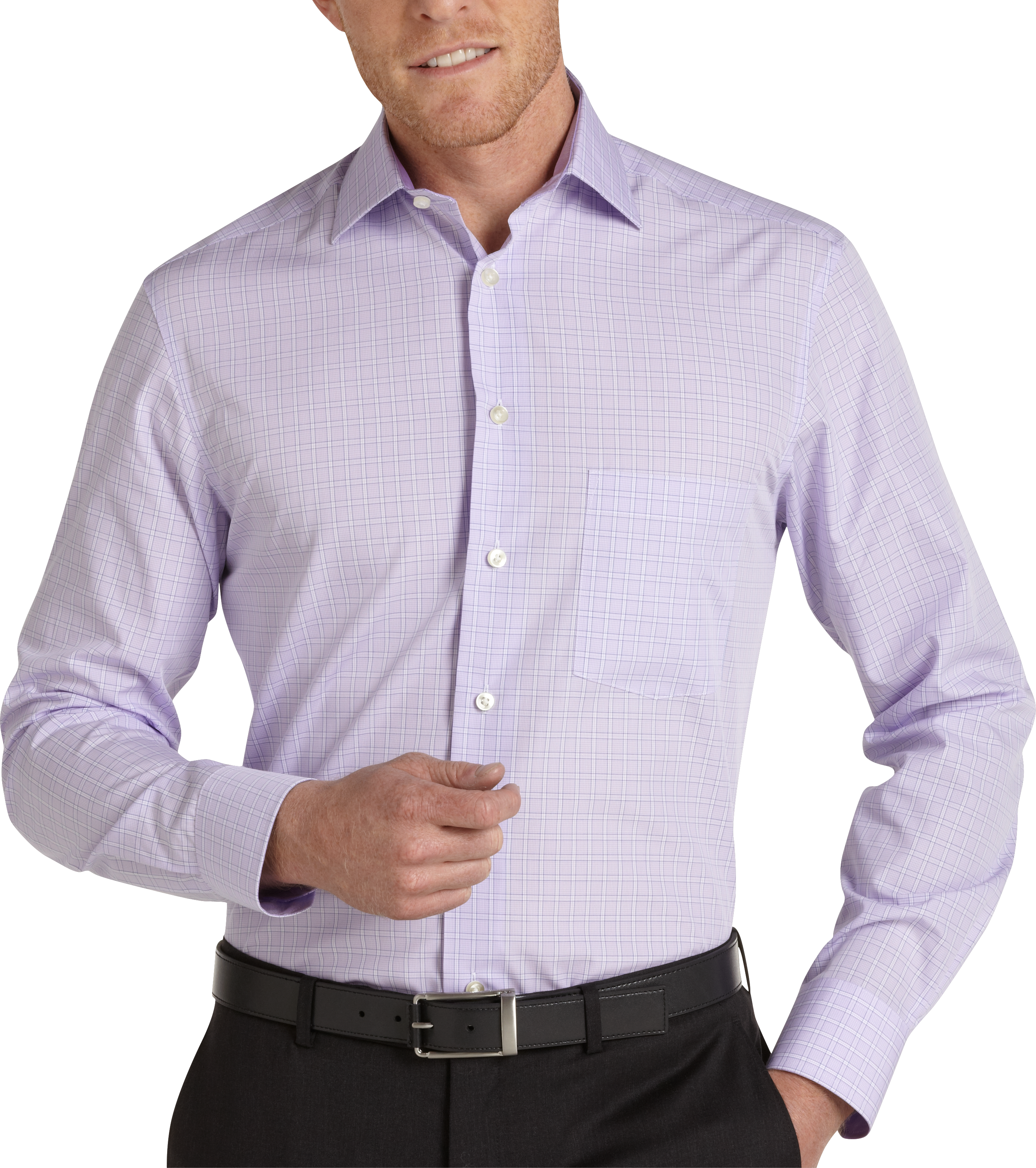 Egara Purple Check Modern Fit Sport Shirt