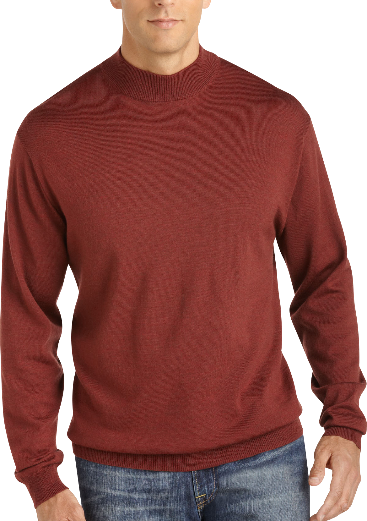 Pronto Uomo Burgundy Merino Mock Sweater