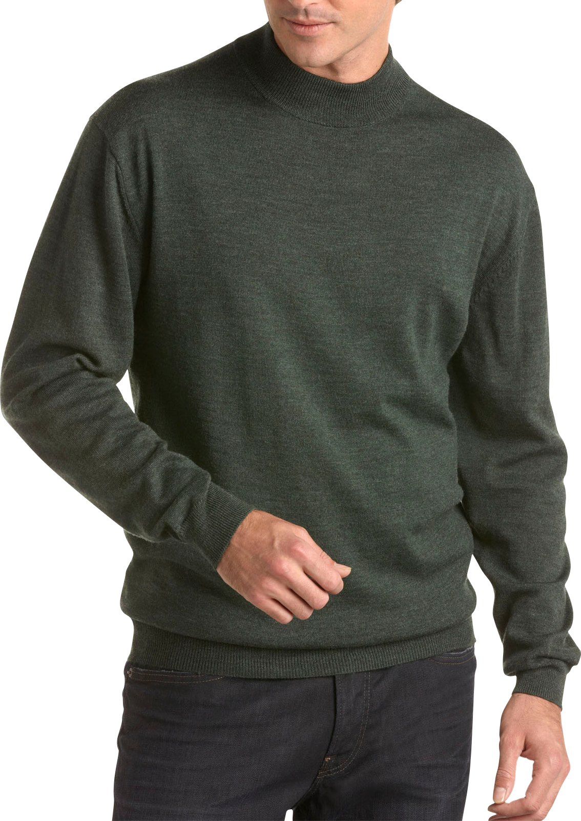Pronto Uomo Dark Green Mock Sweater