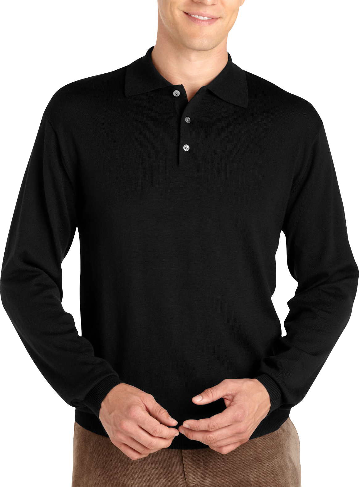 Pronto Uomo Black Merino Polo Sweater